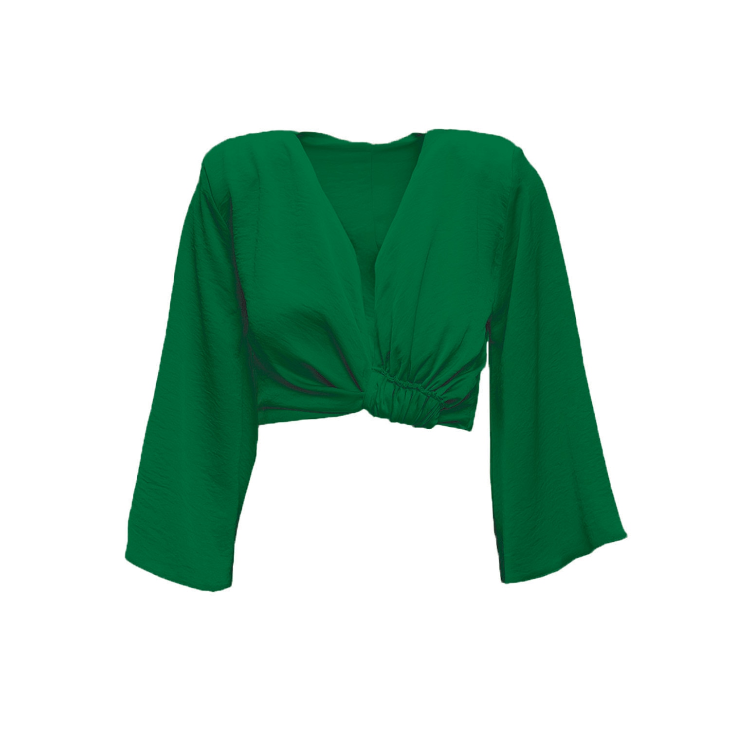 Bluzat Women's Green Blouse With Flared Sleeves In Green