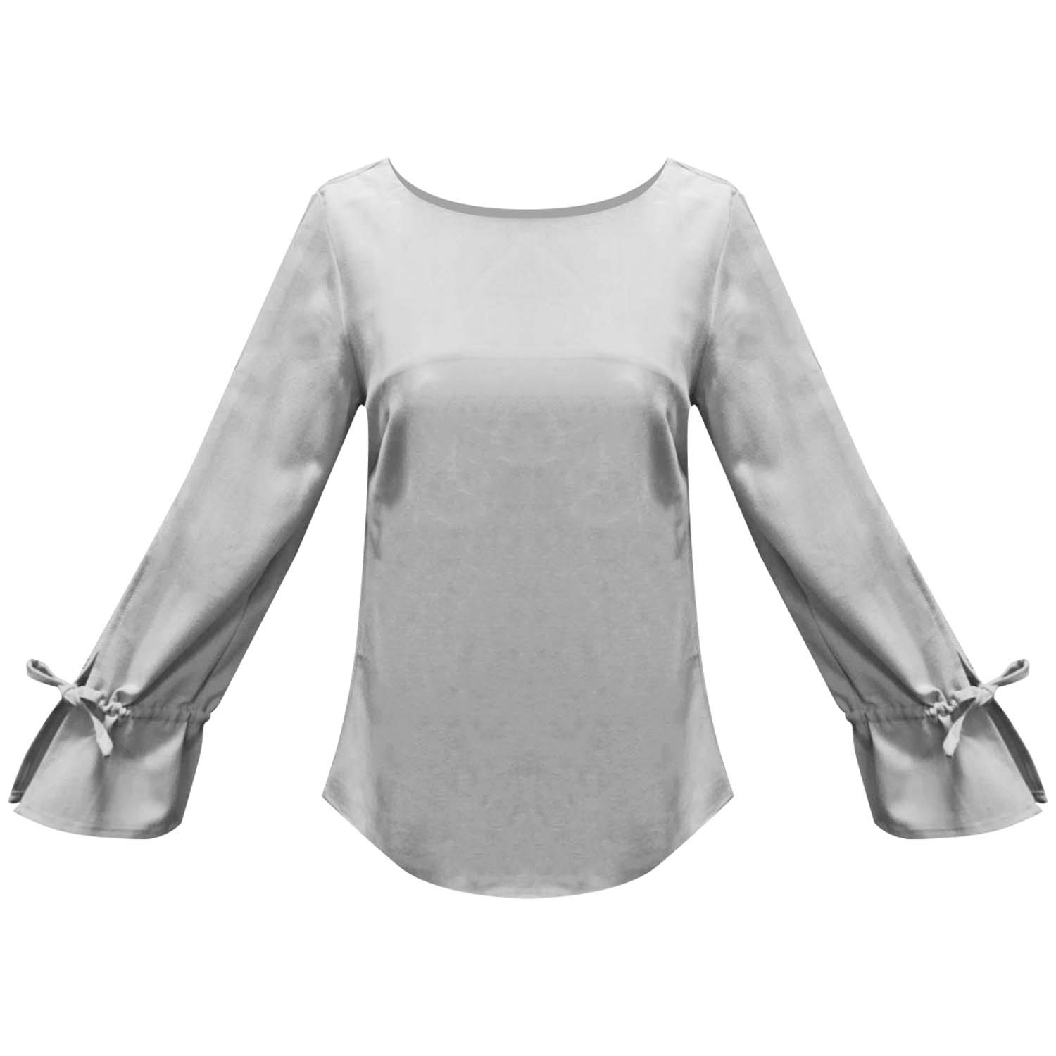 Iko Long Sleeved Blouse With Drawstring Detail In Silver City