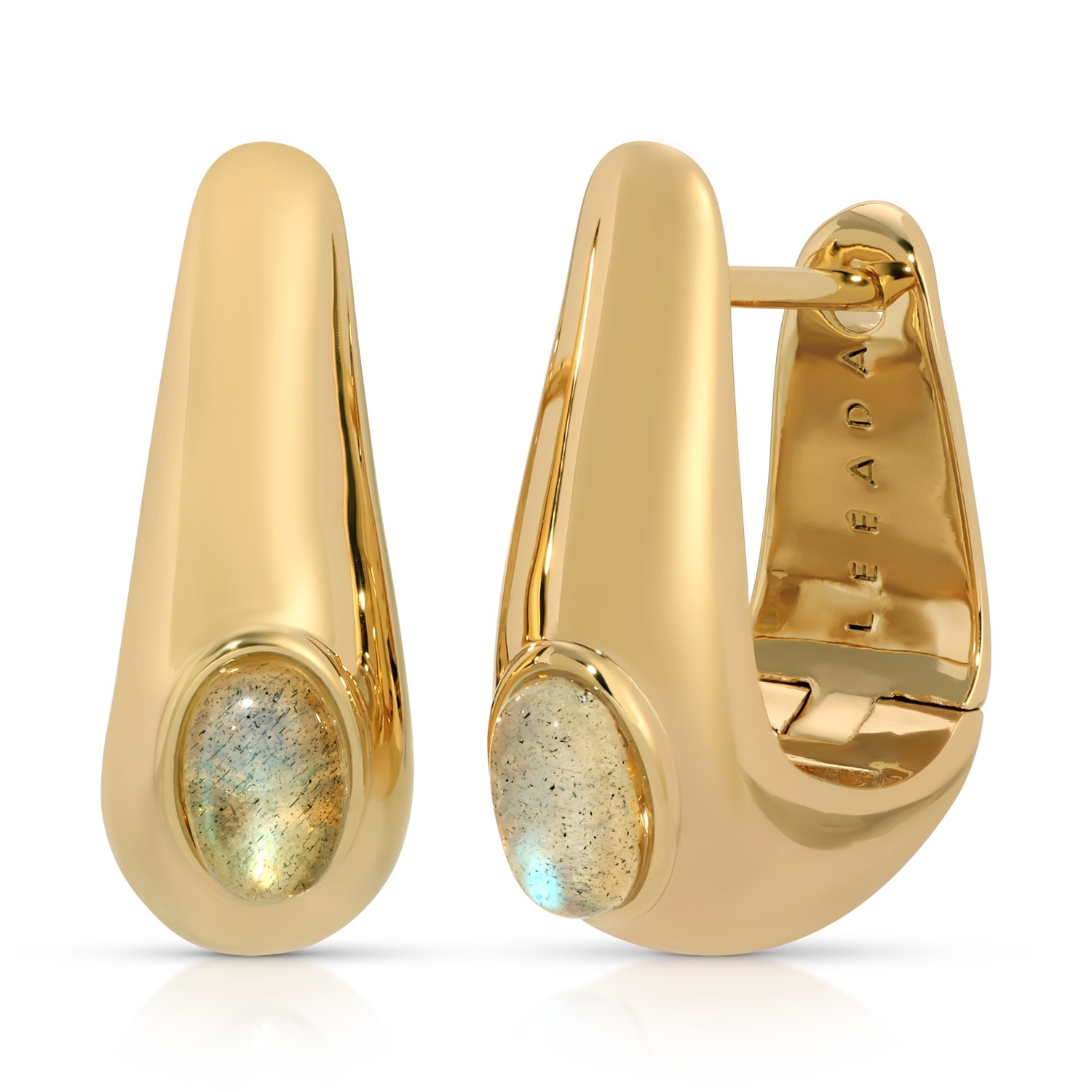 Leeada Jewelry Women's Gold Reve Gem Hoops