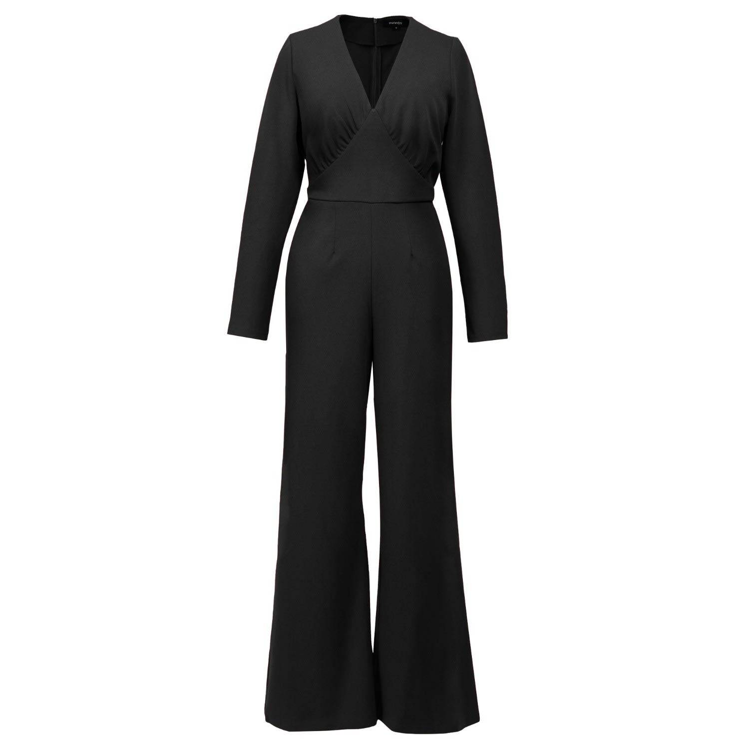 Smart And Joy Women's V-cleavage Jumpsuit - Black In Black