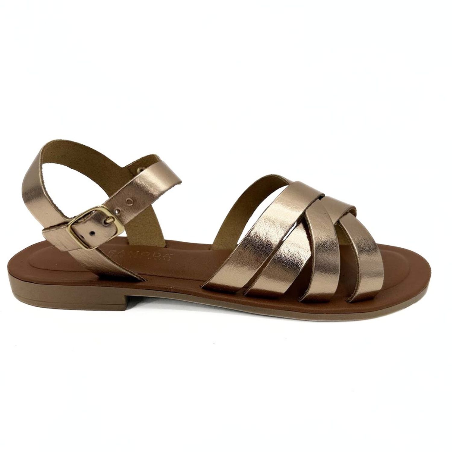 Altramoda Redressing The World Gold Lido Women's Cross-strap Sandals In Vegetable-tanned Leather - Copper