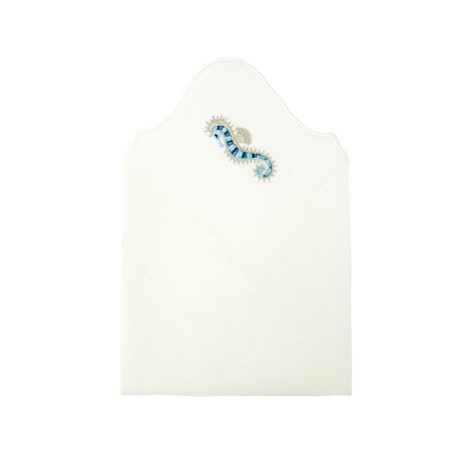 Km Home Collection Seahorse Embroidery Linen Napkins Set Of 2