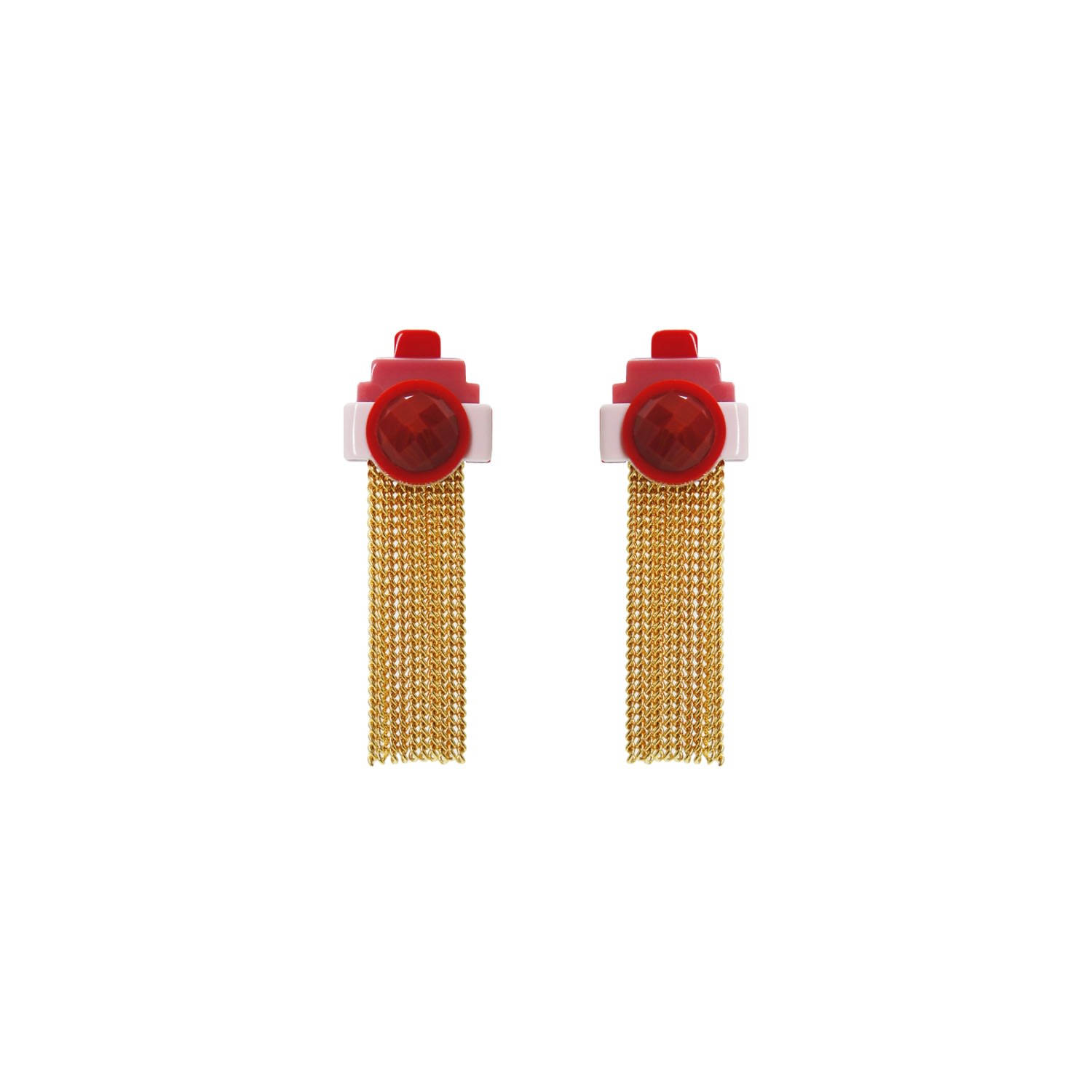 Gissa Bicalho Women's Acrylic Handmade Earring Ytu Pink In Red