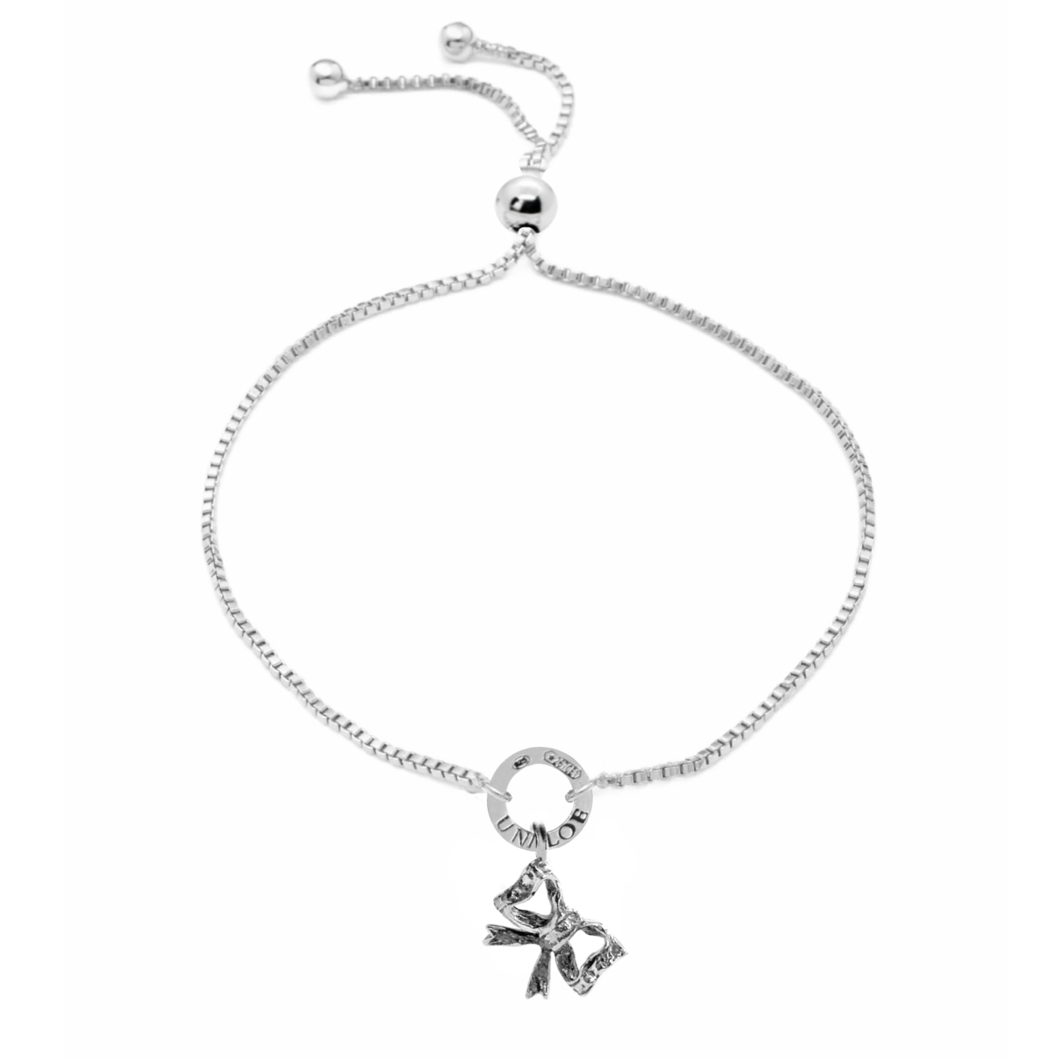 Unaloe Women's Silver Bow Bracelet With Segmented Details