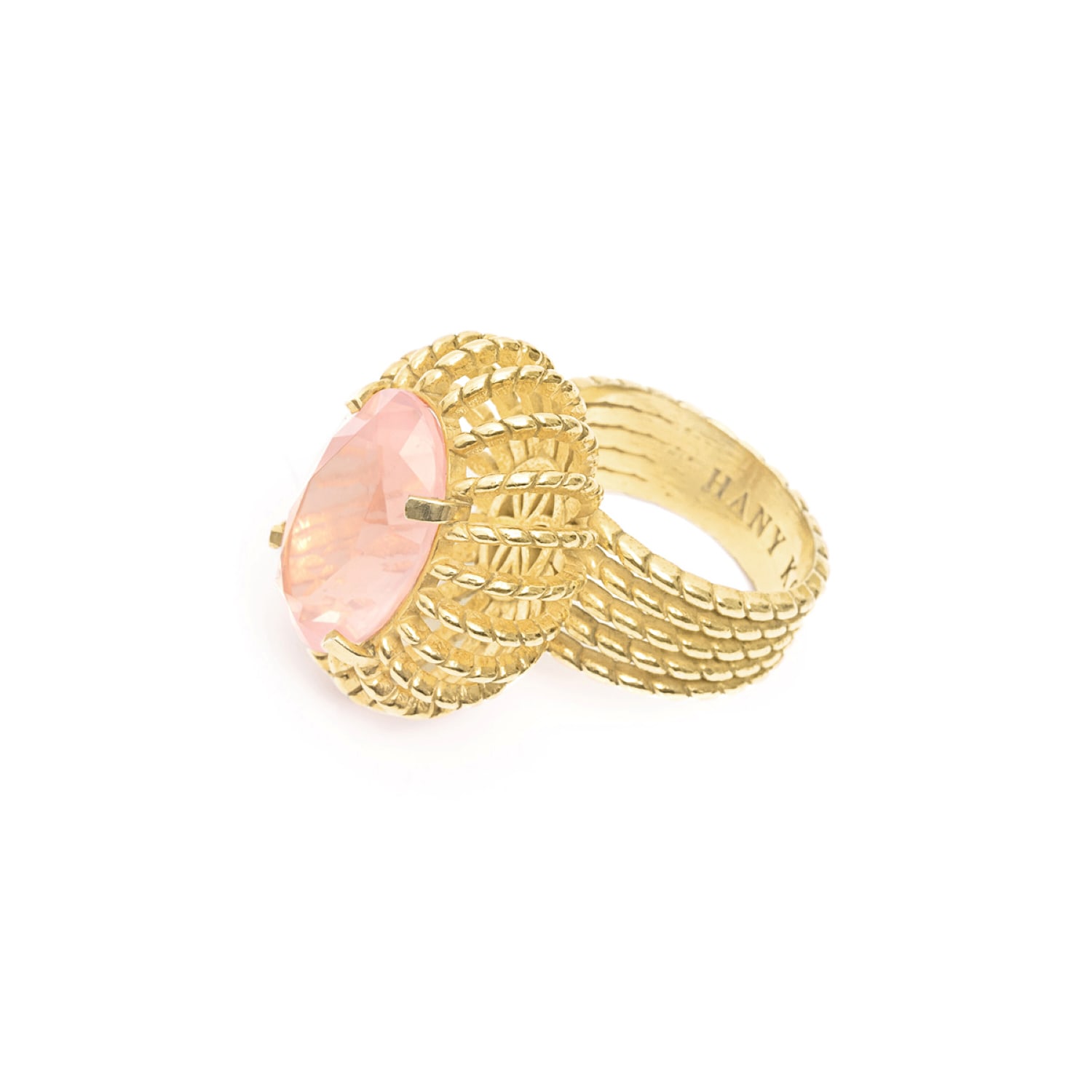 Women’s Pink / Purple / Yellow Baroque Rose Quartz Cocktail Ring Hany Koi