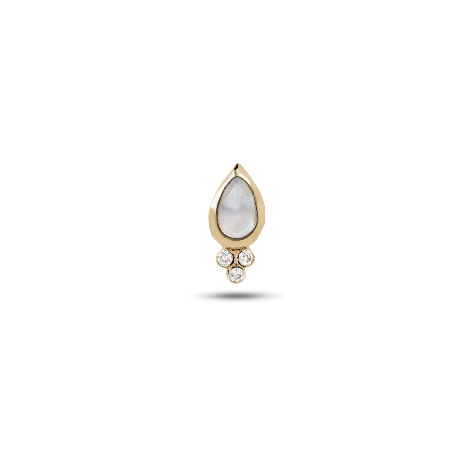 Women’s Moonstone & Diamond Tear Drop Stud Earring 9K Gold Zohreh V. Jewellery