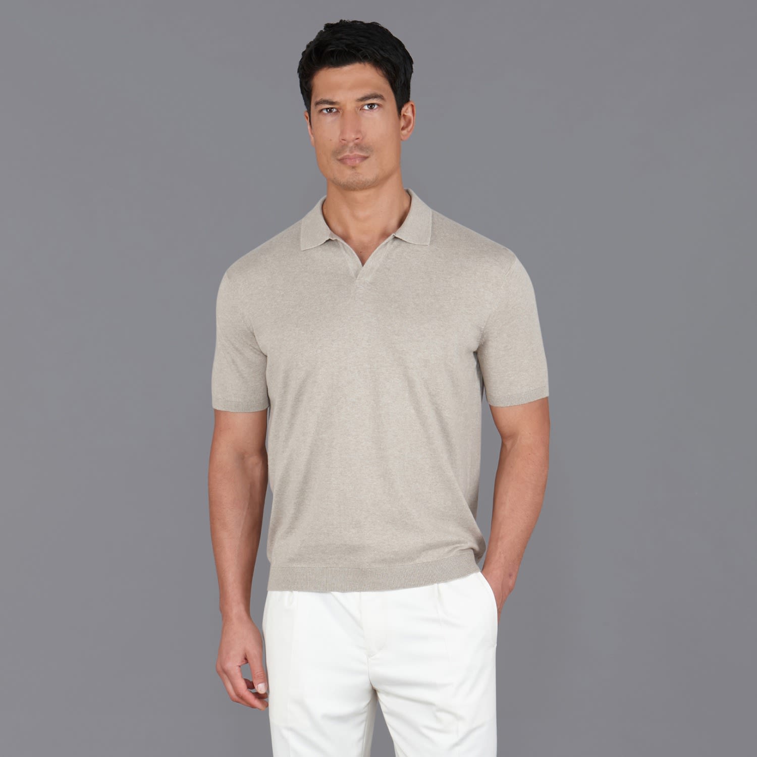 （完売）less get more cotton plain polo L Sold out) less get more cotton plain polo L