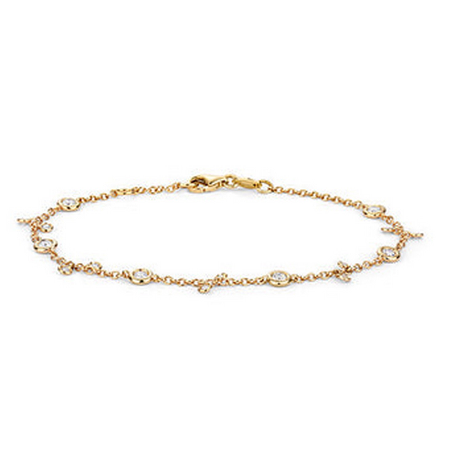 Cervin Blanc Women's White Diamond Bracelet Bezel And Charms Station Chain In Gold