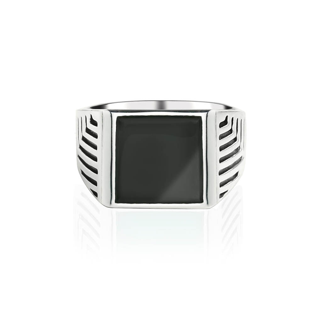 Charlotte's Web Jewellery Black / Silver Sacred Universe Men's Silver Signet Ring - Black Onyx