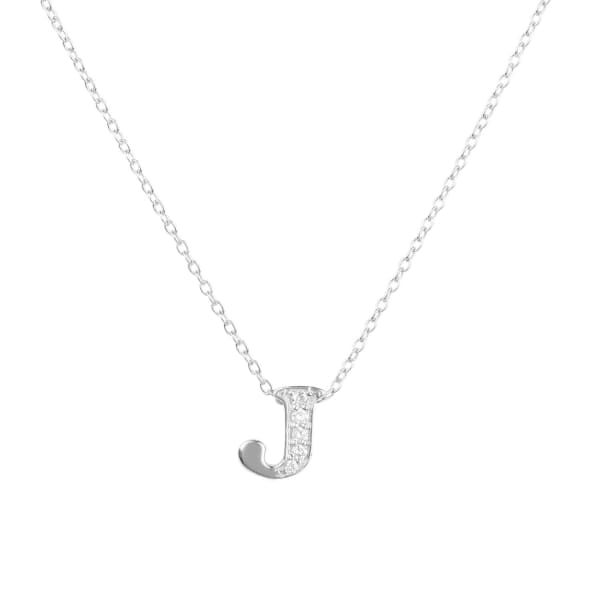 Diamond Initial Letter Pendant Necklace Silver J Latelita Wolf Badger