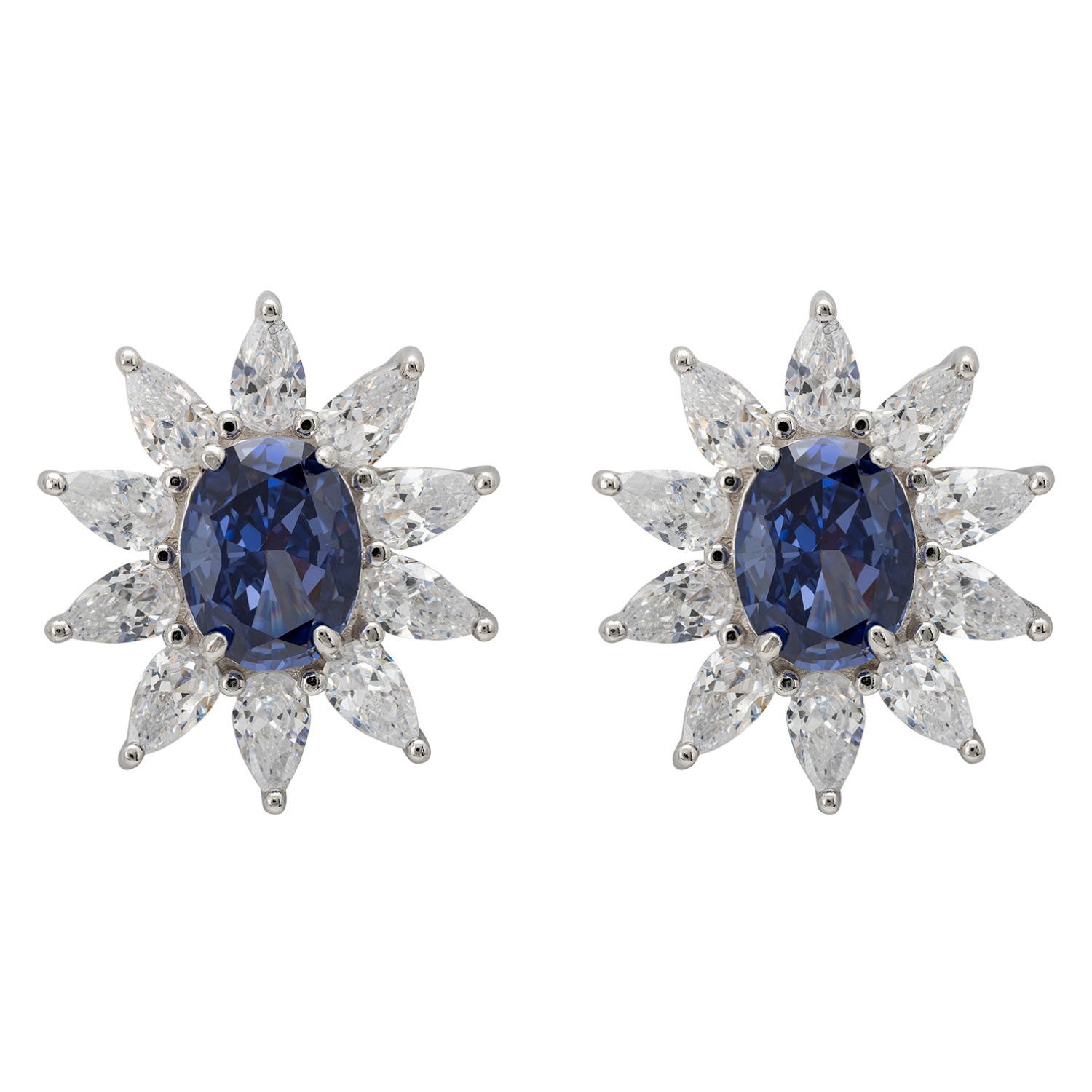 Women’s Blue / Silver / White Daisy Gemstone Stud Earrings Tanzanite Silver Latelita