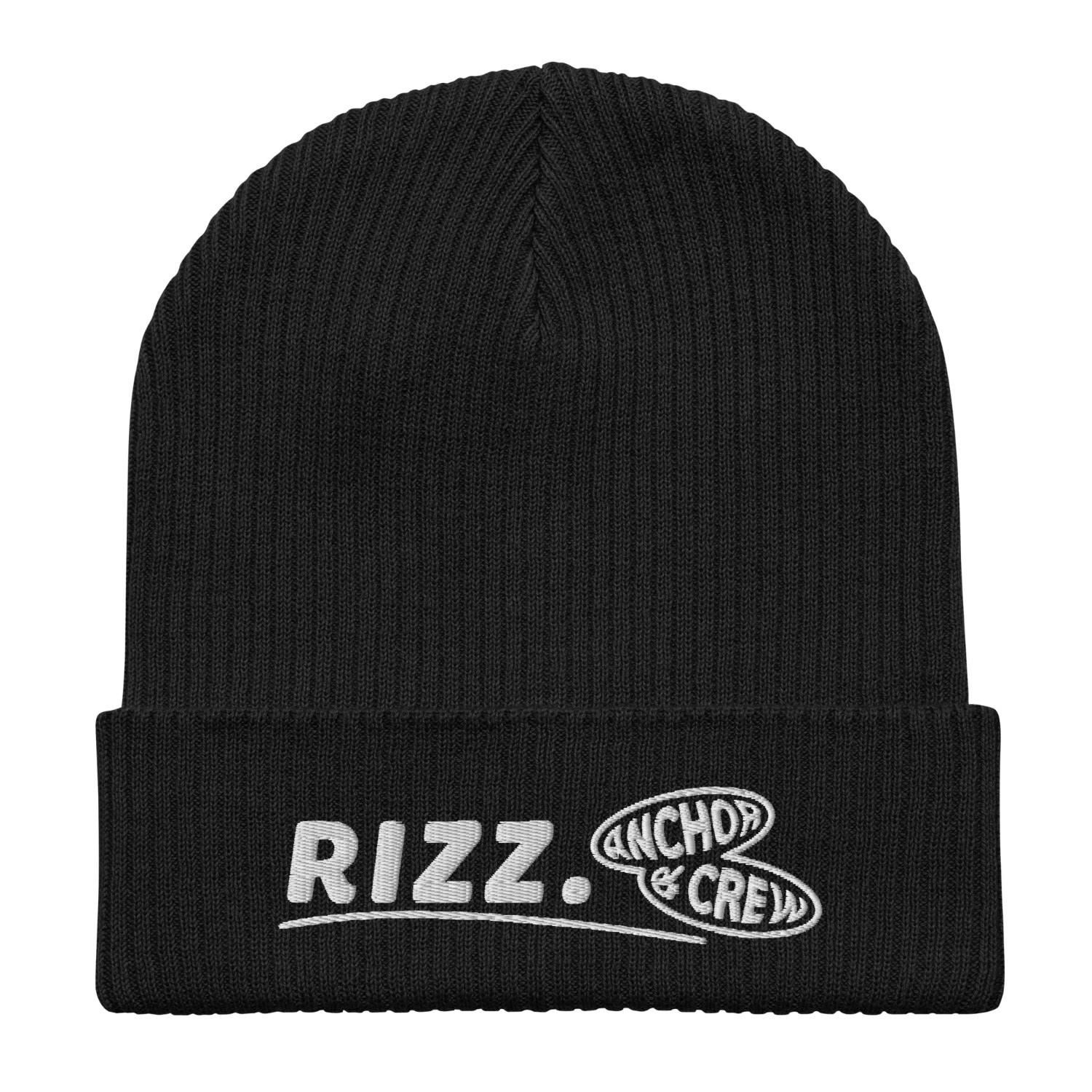 Anchor & Crew Black Rizz Gen. Organic Cotton Embroidered Beanie - Men In Black