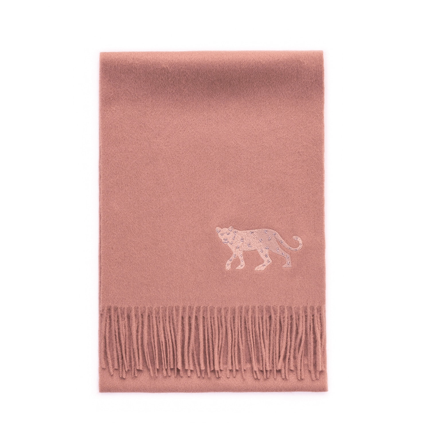 Women’s Pink / Purple Cashmere Scarf With Leopard Embroidery - Coral Pink Jessie Zhao New York