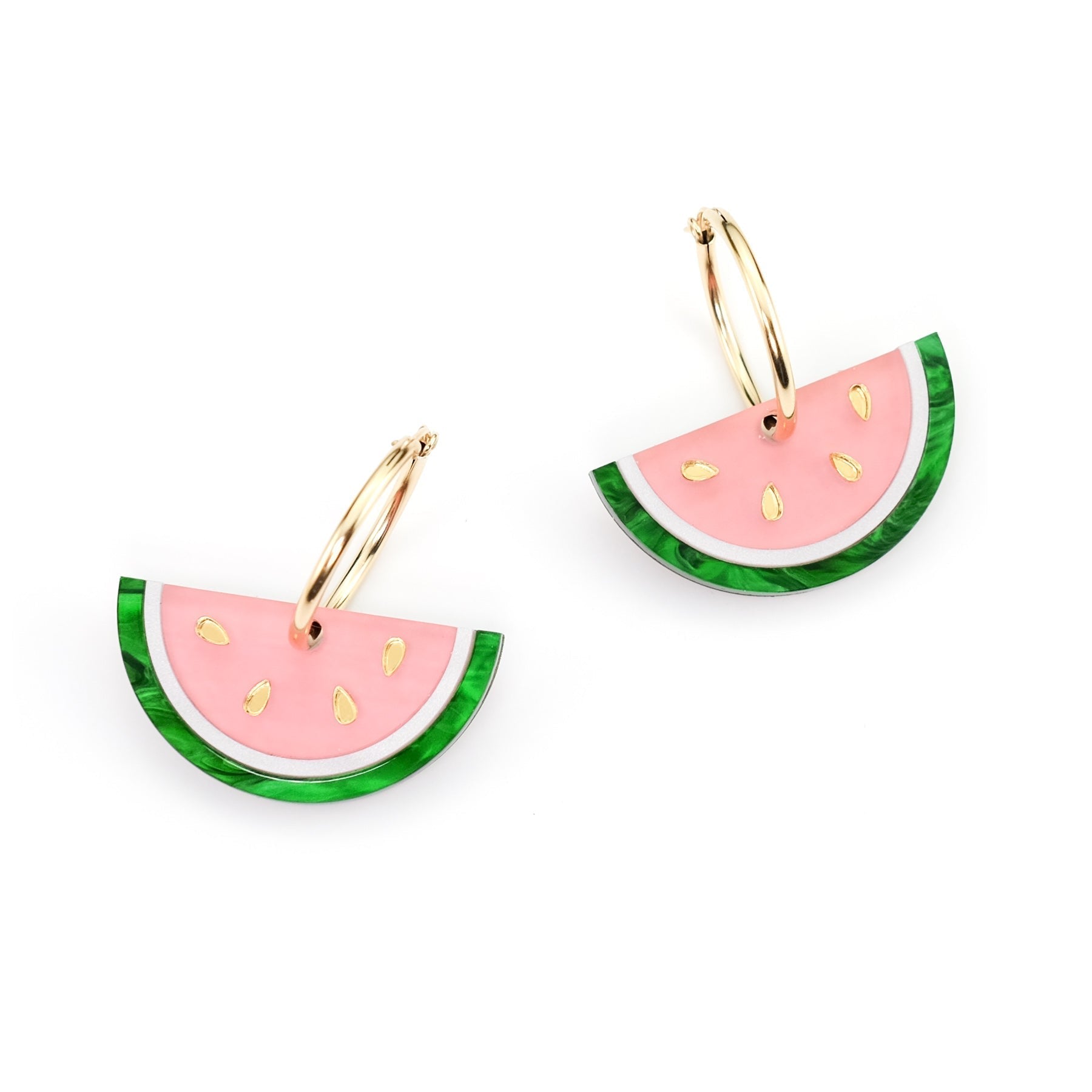 By Chavelli Women's Pink / Purple / Gold Watermelon Slice Hoop Earrings