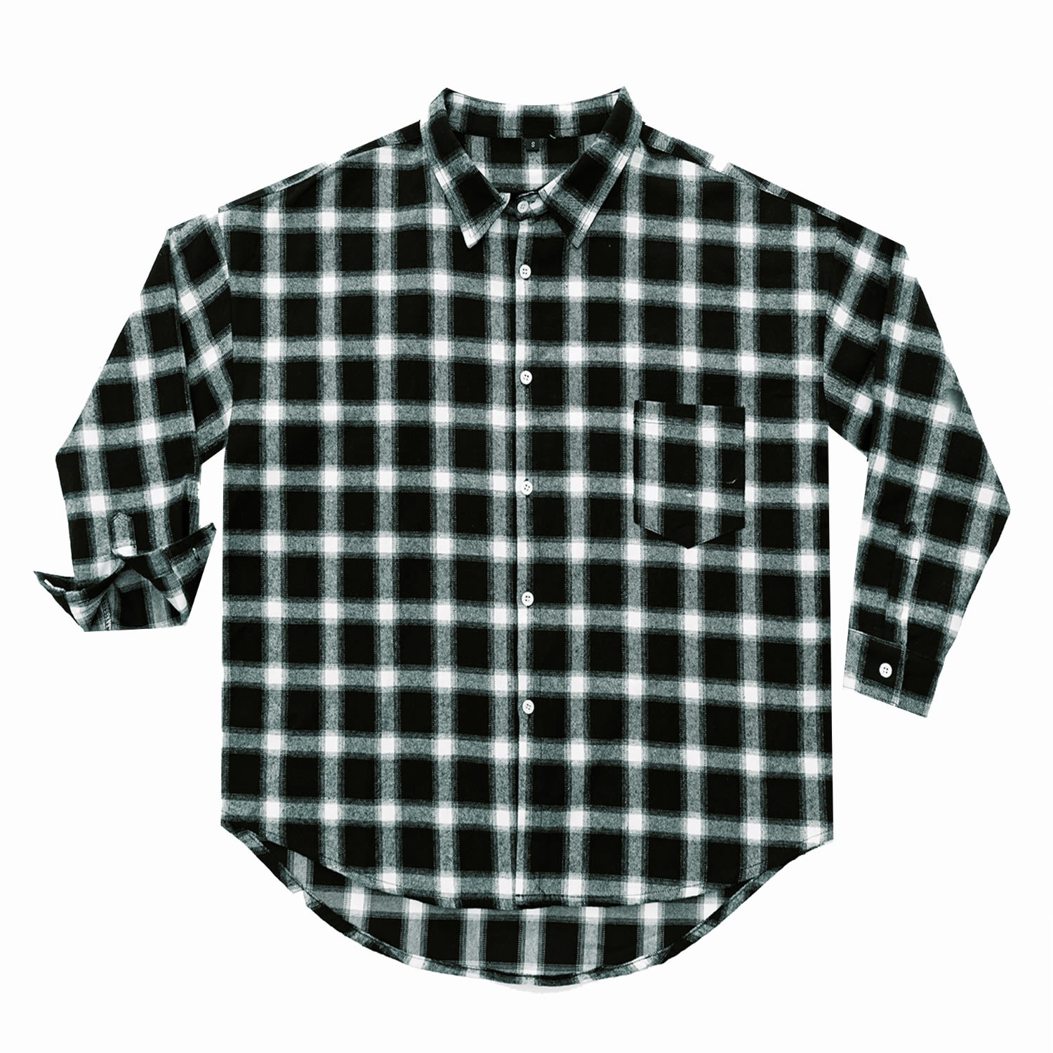 Women’s White / Black Boxy Boyfriend Flannel - Buffalo Plaid Extra Large Zenzee