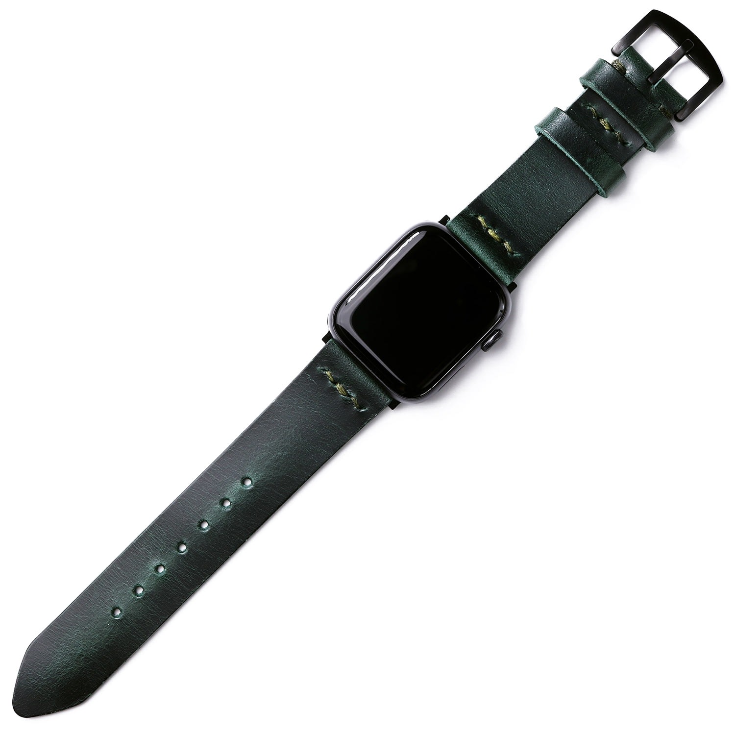 Roarcraft Men's Apple Watch Leather Band - Forest Green In Green