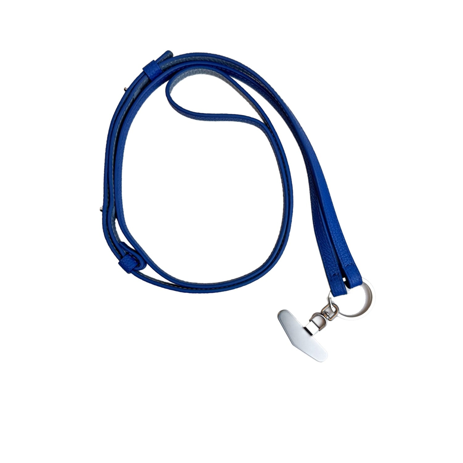 Godi. Handmade Leather Crossbody Phone Strap In Ice And Cobalt Blue