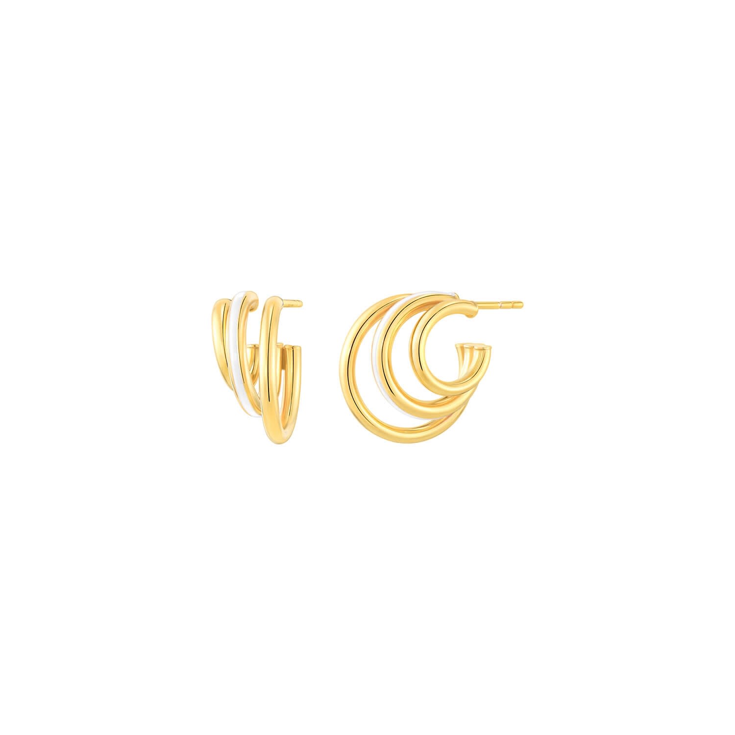 Women’s Gold / White Triple Hoops With White Enamel Gold & Honey