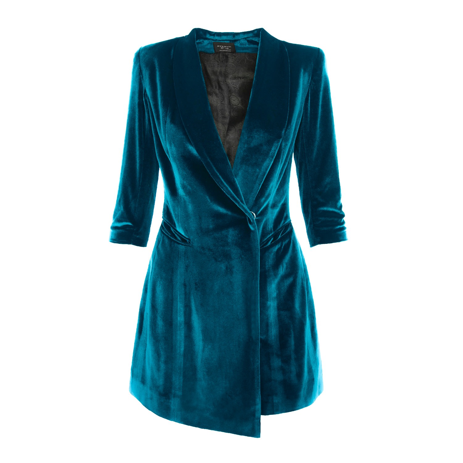 Women’s Blue Asymmetric Velvet Blazer Dress - Turquoise Medium Avenue no.29