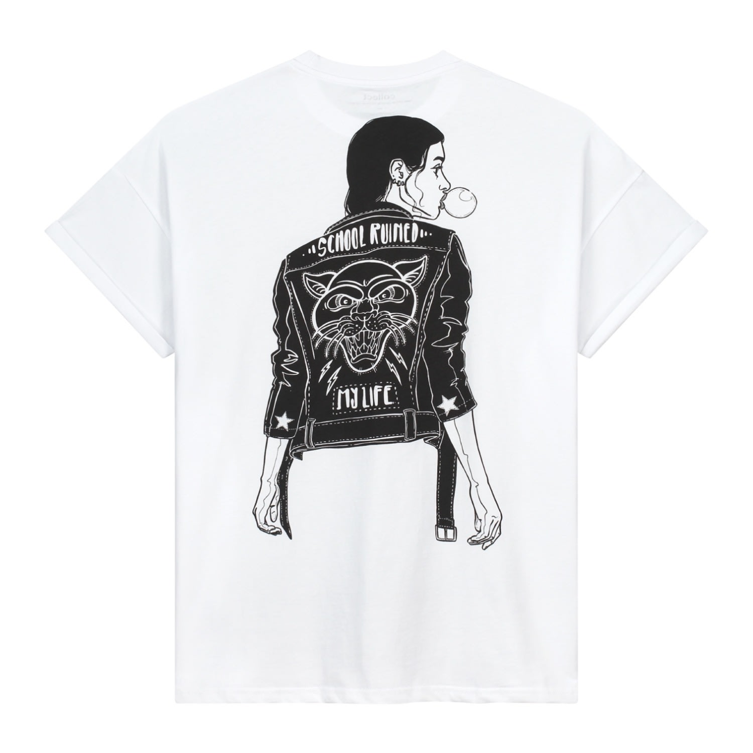 Collect The Label Women's White School Ruined My Life Oversized Tee In White