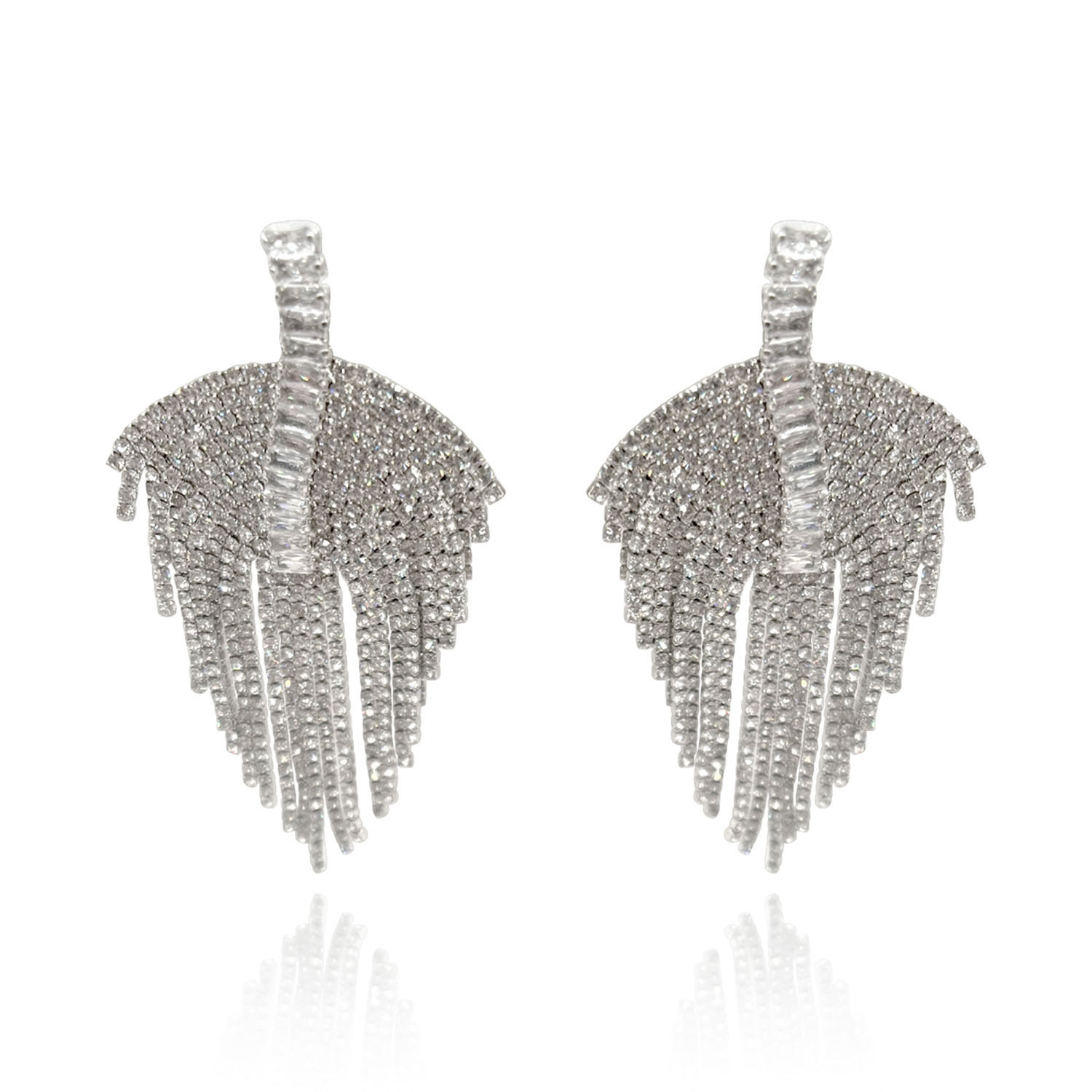 Michael Nash Jewelry Women's Neutrals Deco Multi-crystal Drop Clip-on Earrings - Rhodium Setting