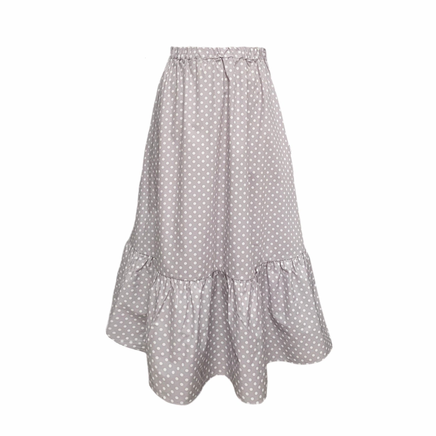 Frock Tales Women's Boho Midi Skirt With Pockets In Grey Polka Dot In Grey