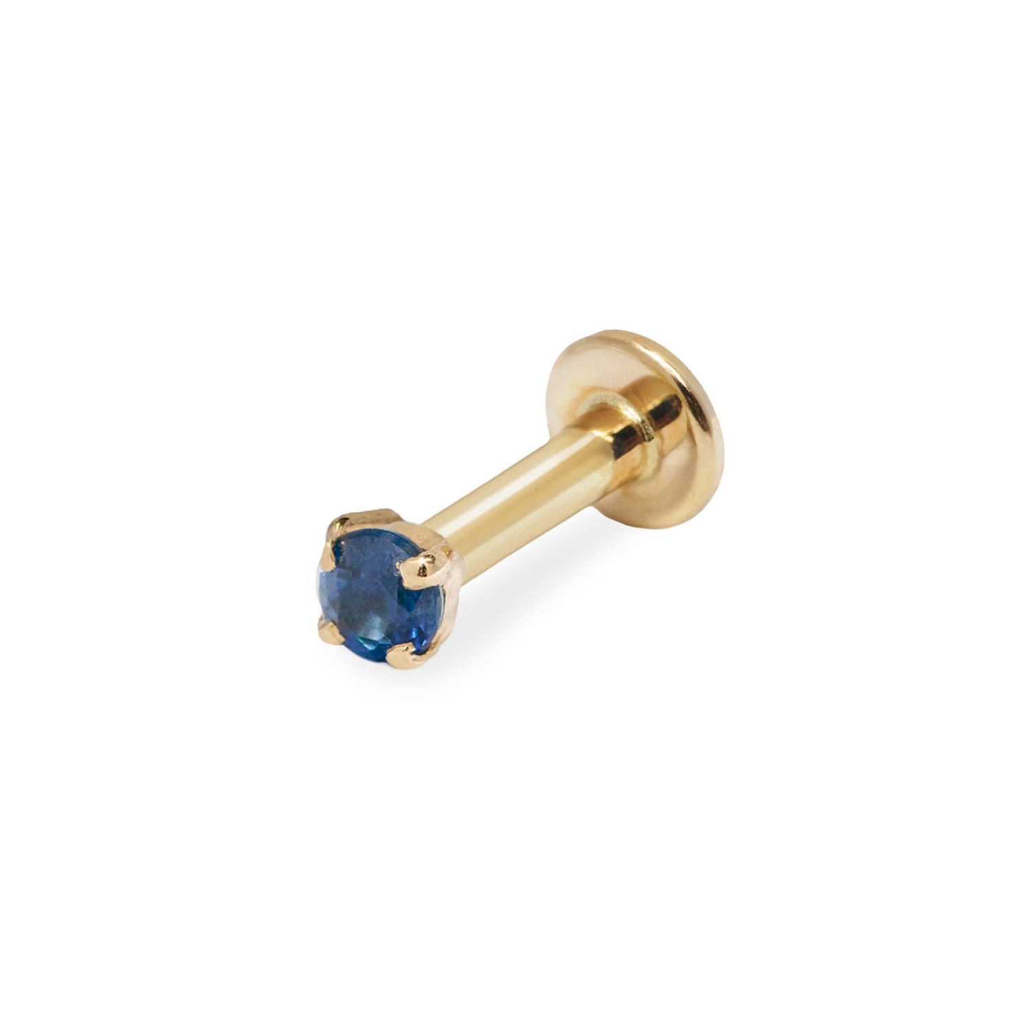 Zohreh Women's Gold / Blue Mini Sapphire Solitaire Flat Back Earring 14k Gold In Gold