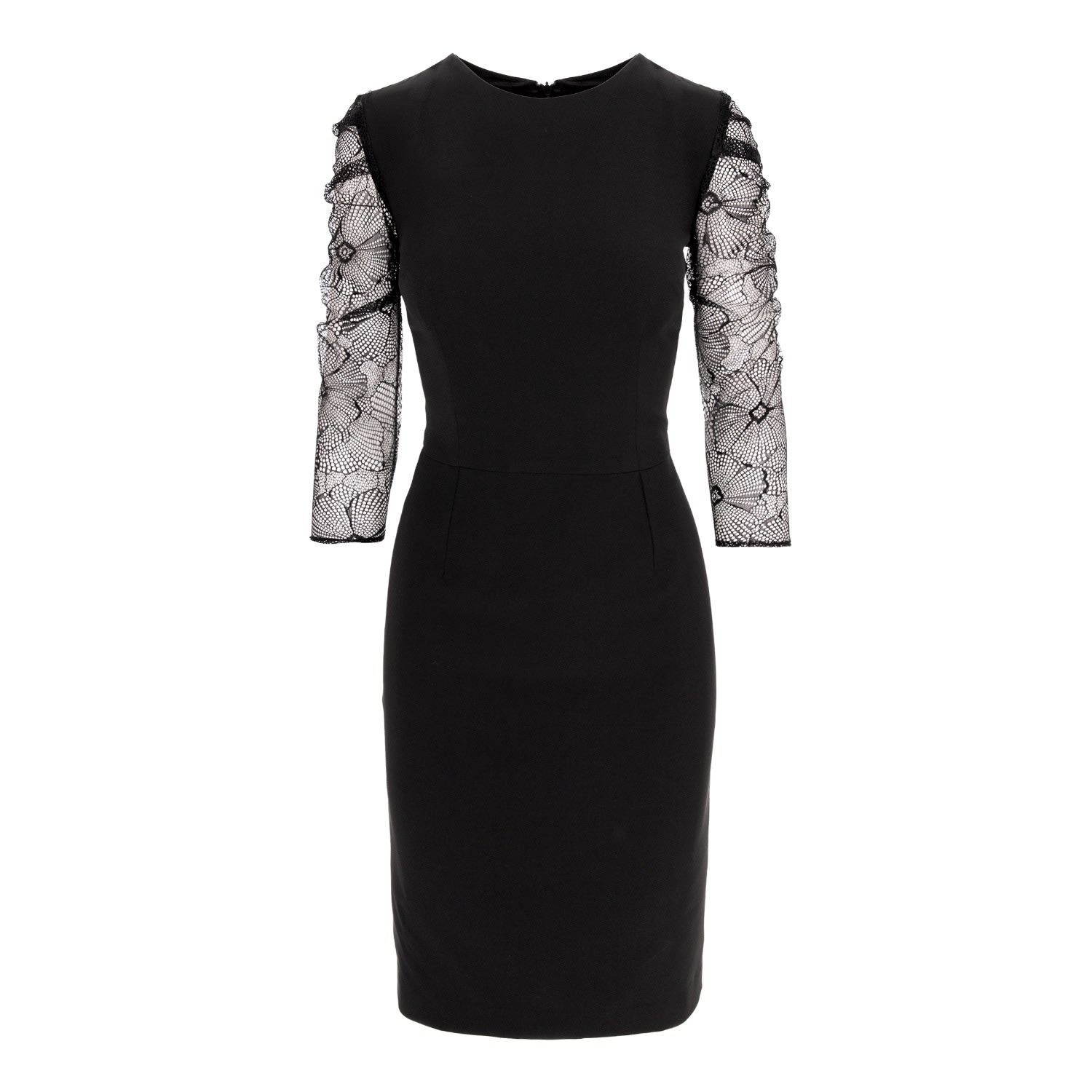 Women’s Black Bodycon Midi Dress With Lace Sleeves Xxs Avenue no.29