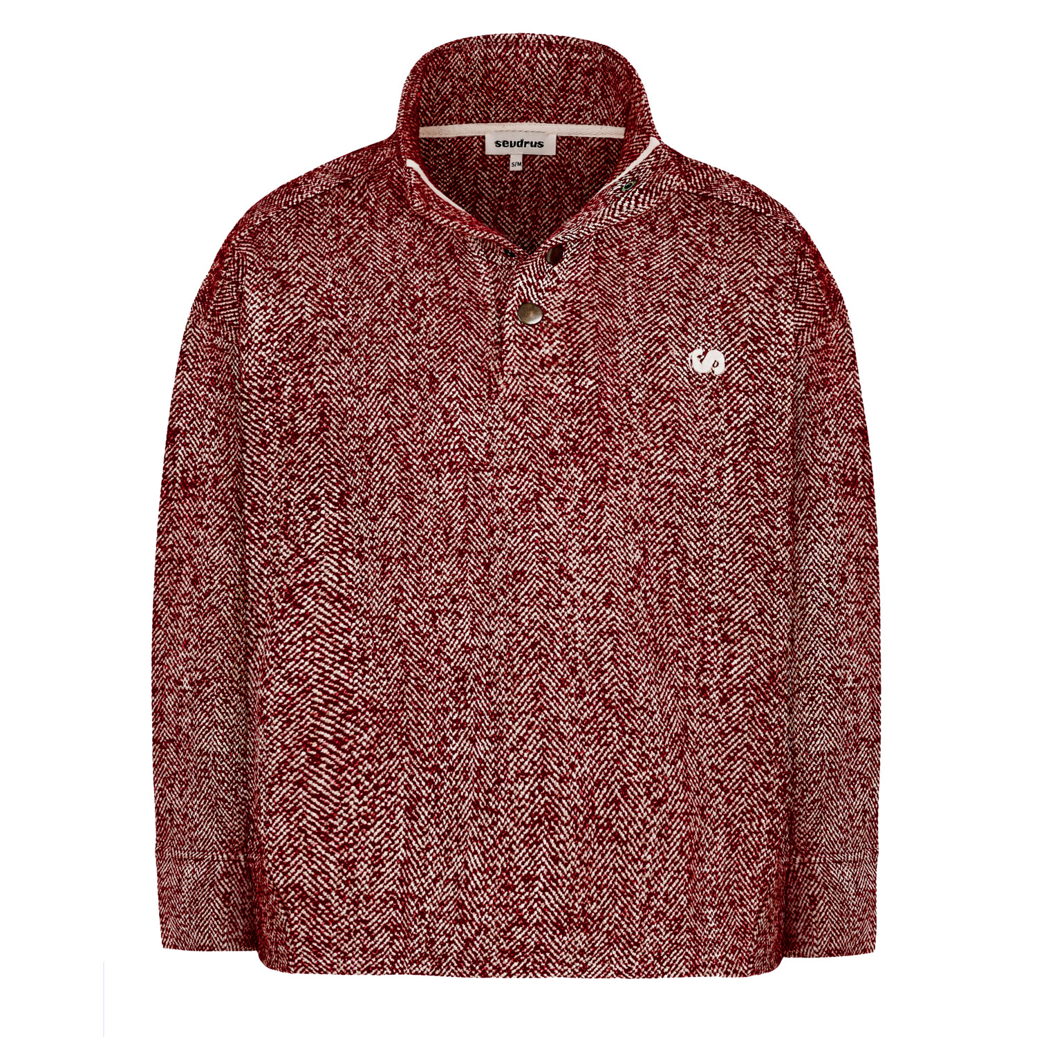 Sevdrus Neutrals / Red Unisex Garnet Wool High Collar Sweatshirt In Red