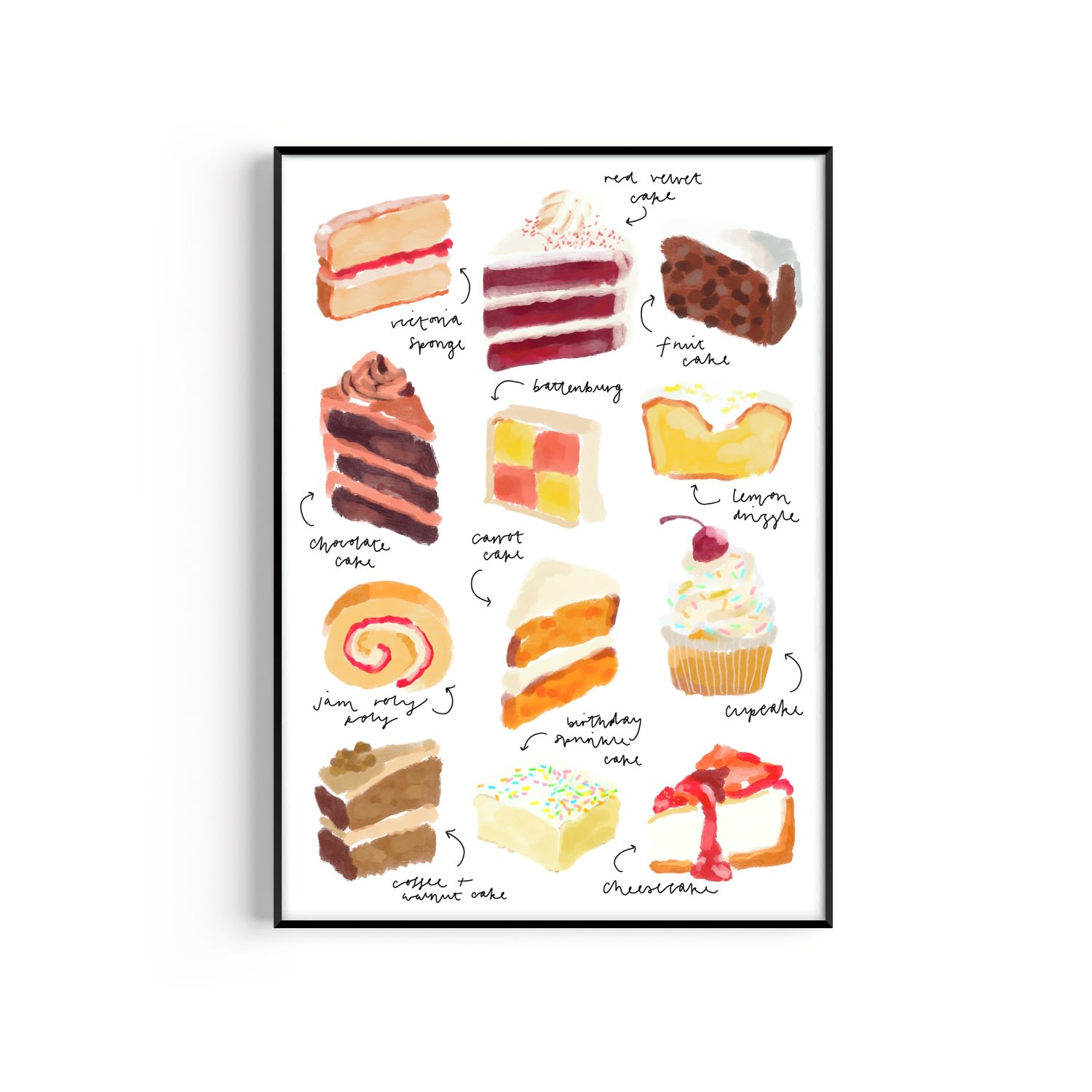 Cake Hand Painted Art Print - A3 Natalie Cass Art