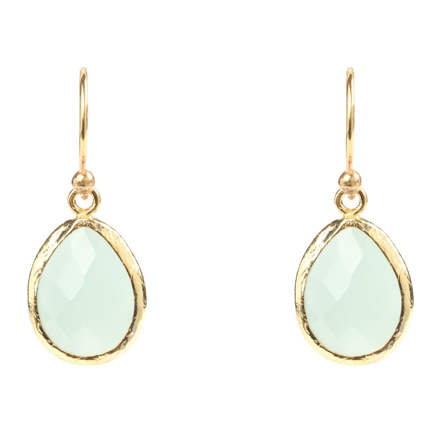 Women’s Blue / Gold Petite Drop Earrings Aqua Chalcedony Gold Latelita