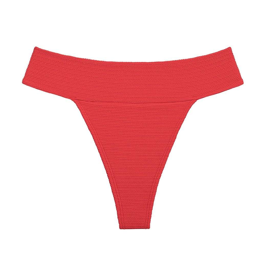 Montce Swim Women's Red Crimson Micro Scrunch Tamarindo Bikini Bottom