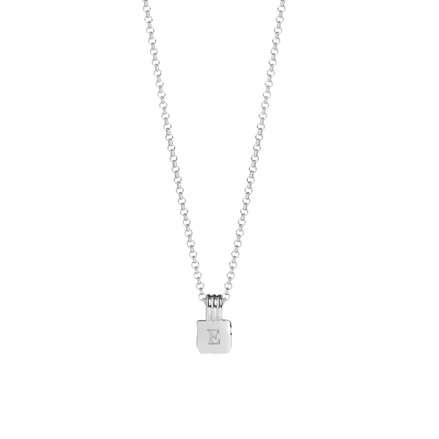 Muru Women's Mini Initial Square Charm Necklace Silver In Silver