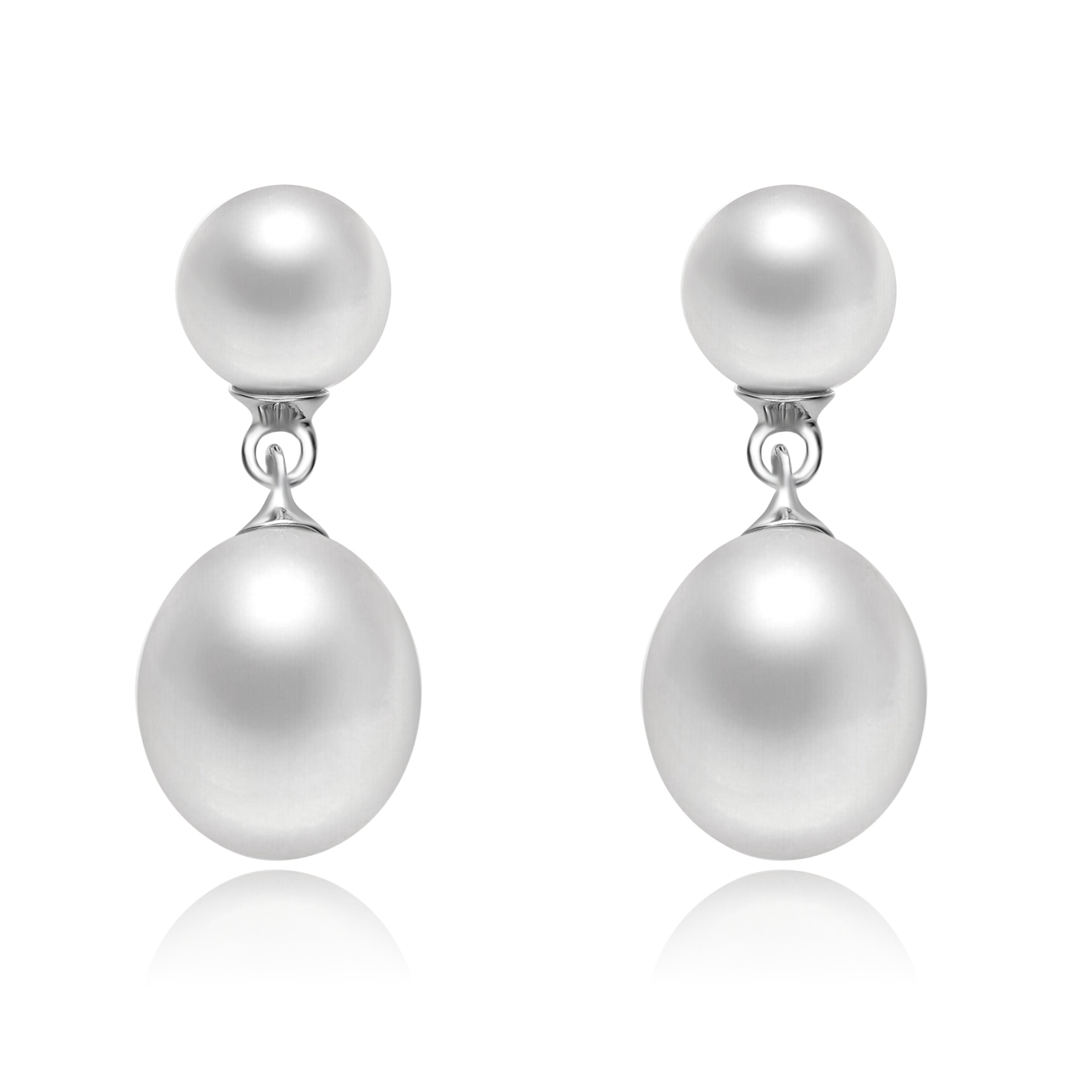 Genevive Jewelry Women's White / Silver Sterling Silver Rhodium Plated White Pearl Drop Earrings In Multi