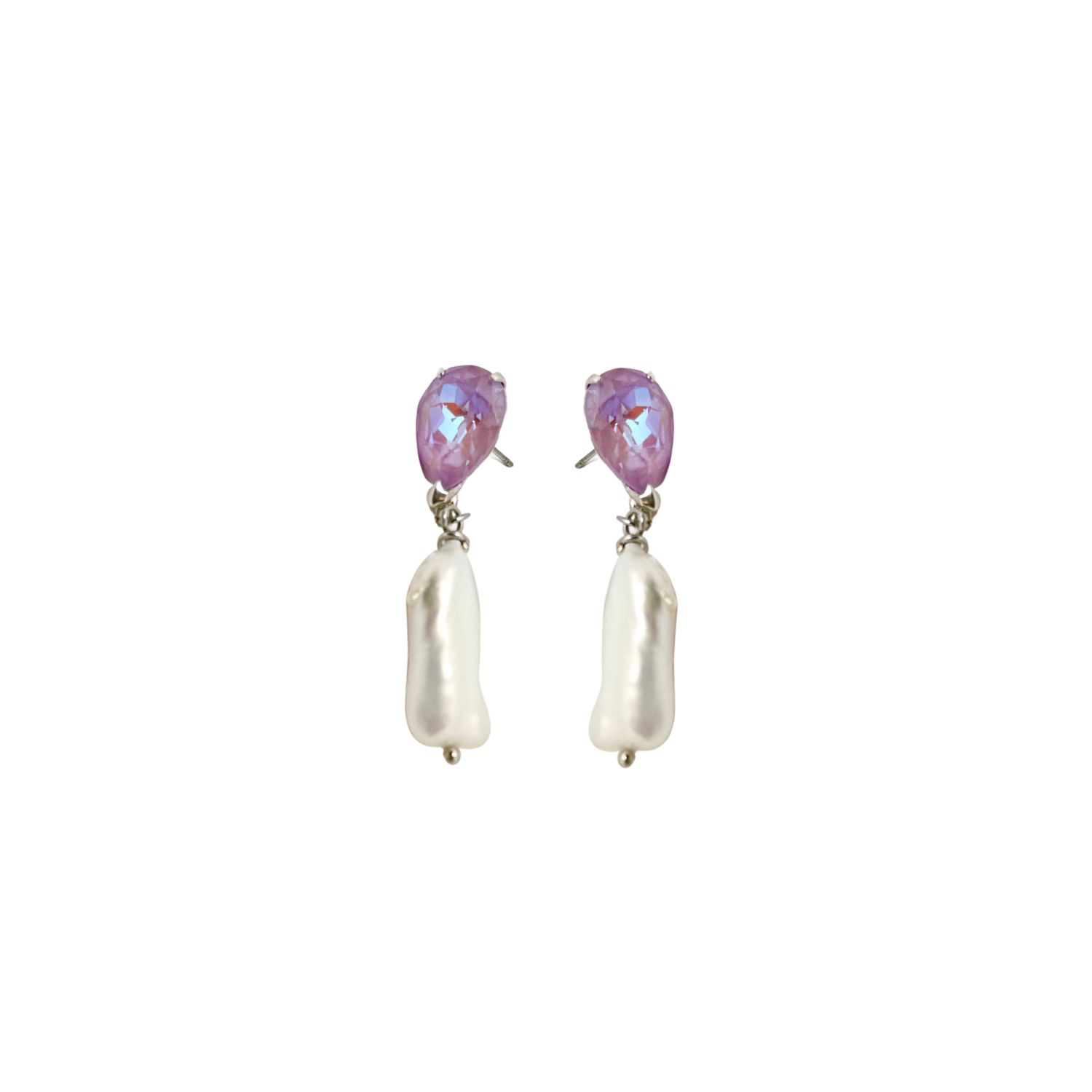 Iskra Women's Silver / Purple River Pearl Earrings - Lilac Silver In Multi