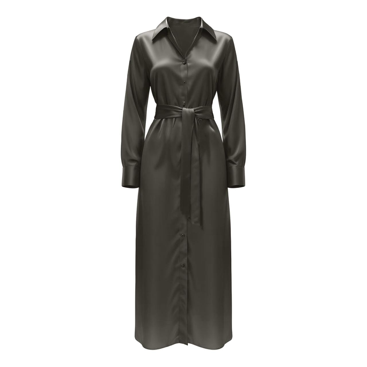 Nokaya Brown Silk Shirt Dress The Lady In Brown