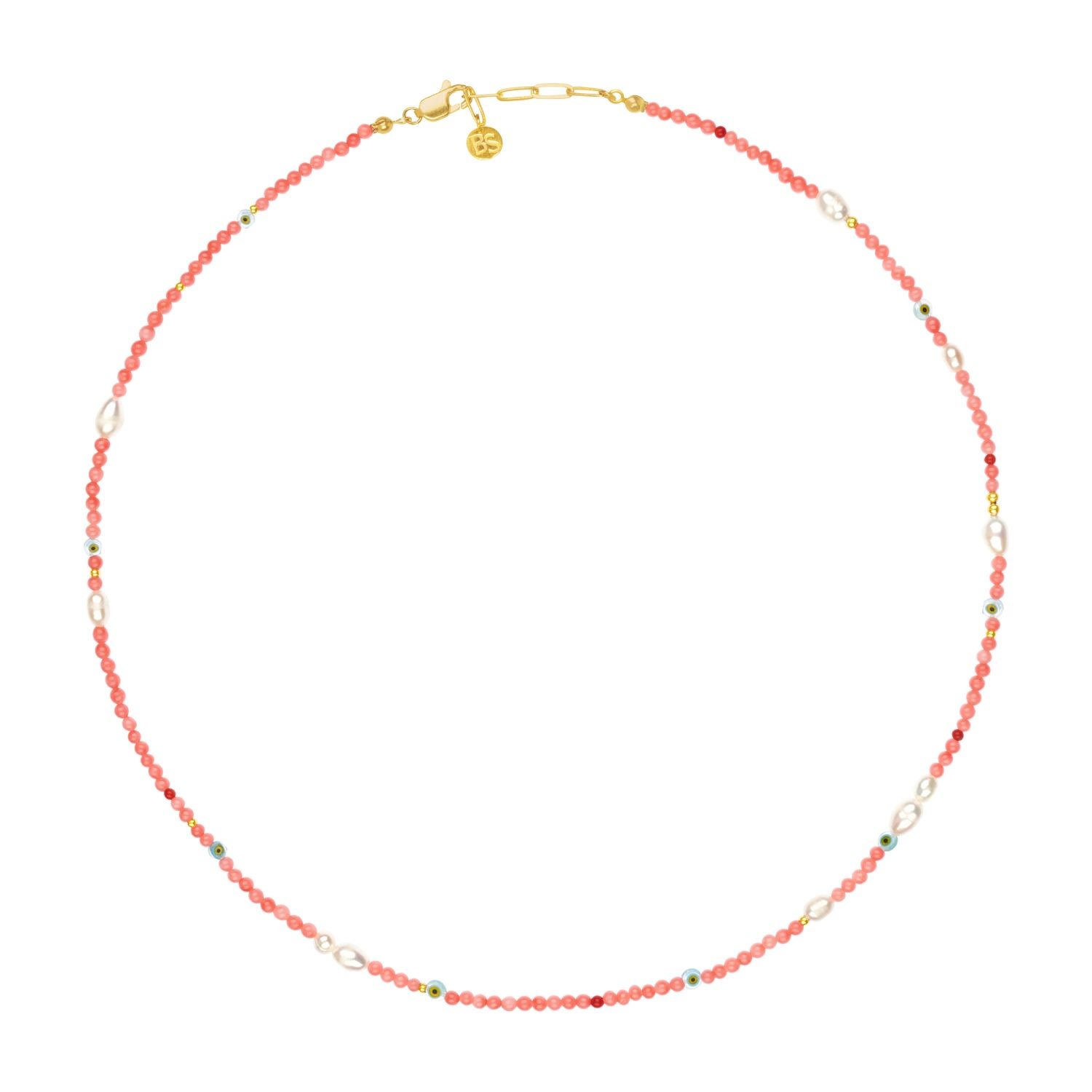 Bonjouk Studio Women's Gold / Green / Pink Look Up Necklace In Red