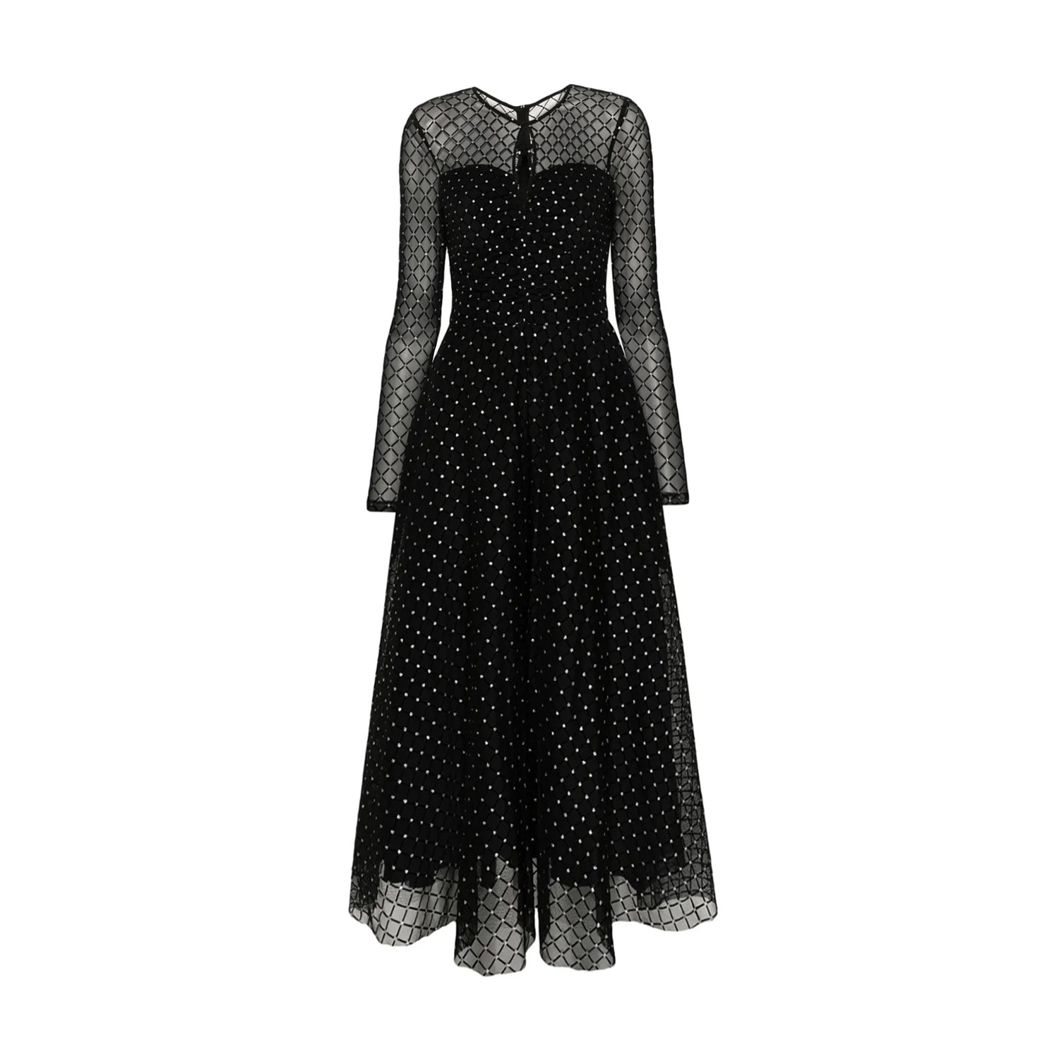 Nissa Women's Flock Print Midi Dress Black In Black