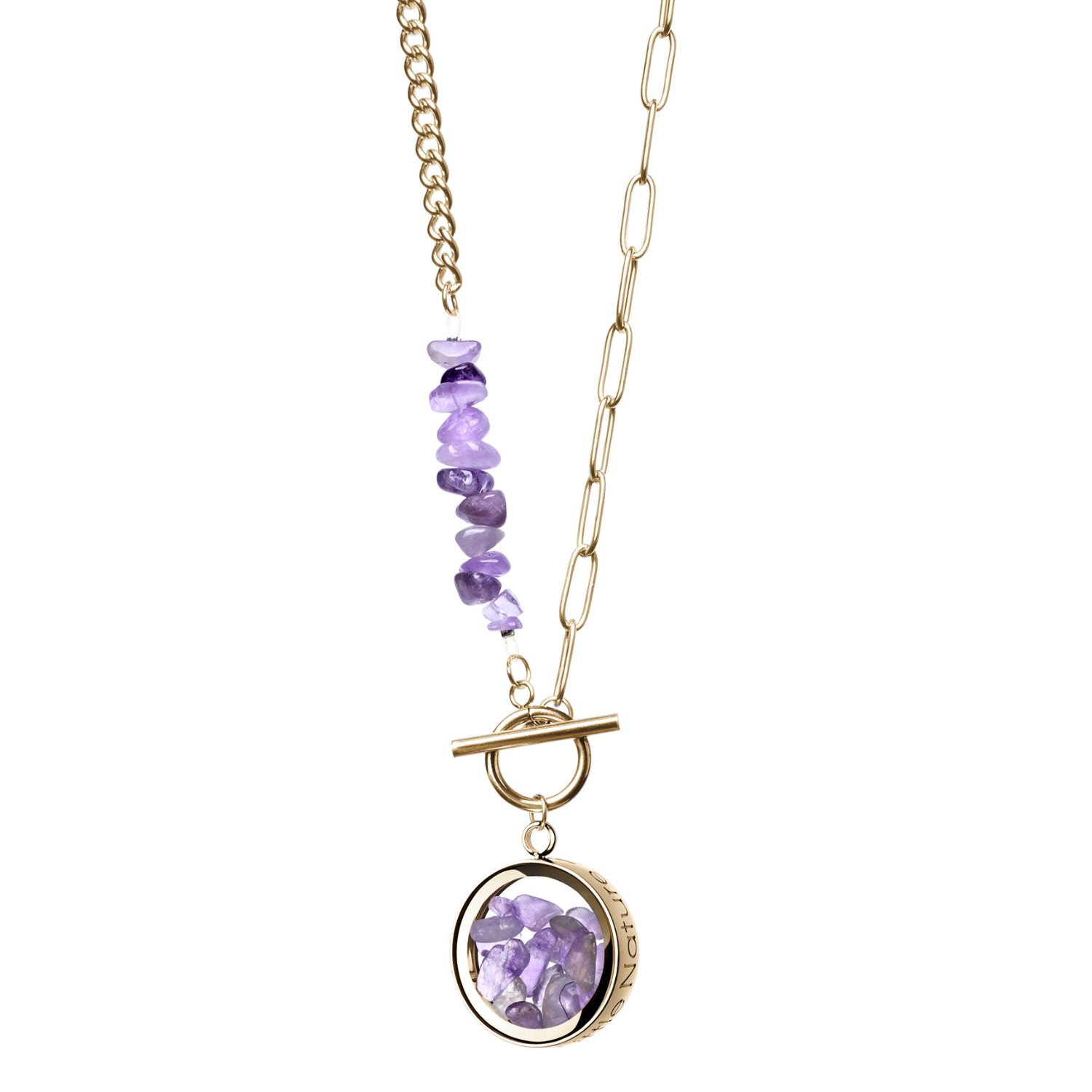 My Little Nature Women's Pink / Purple / Gold Amethyst Necklace With Beaded Amethyst Chain – Gold-plated Jewelry, Tog