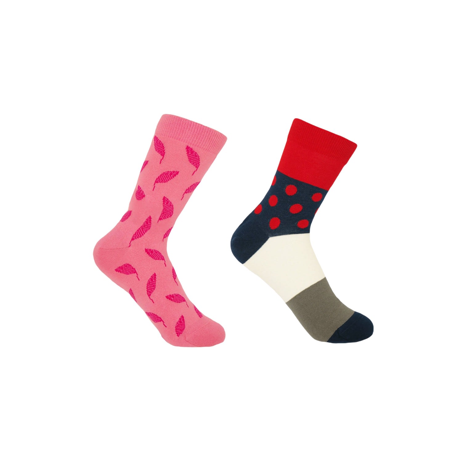 Pink Leaf & Scarlet Mayfair Women’s Socks Two Pack One Size Peper Harow - Made in England