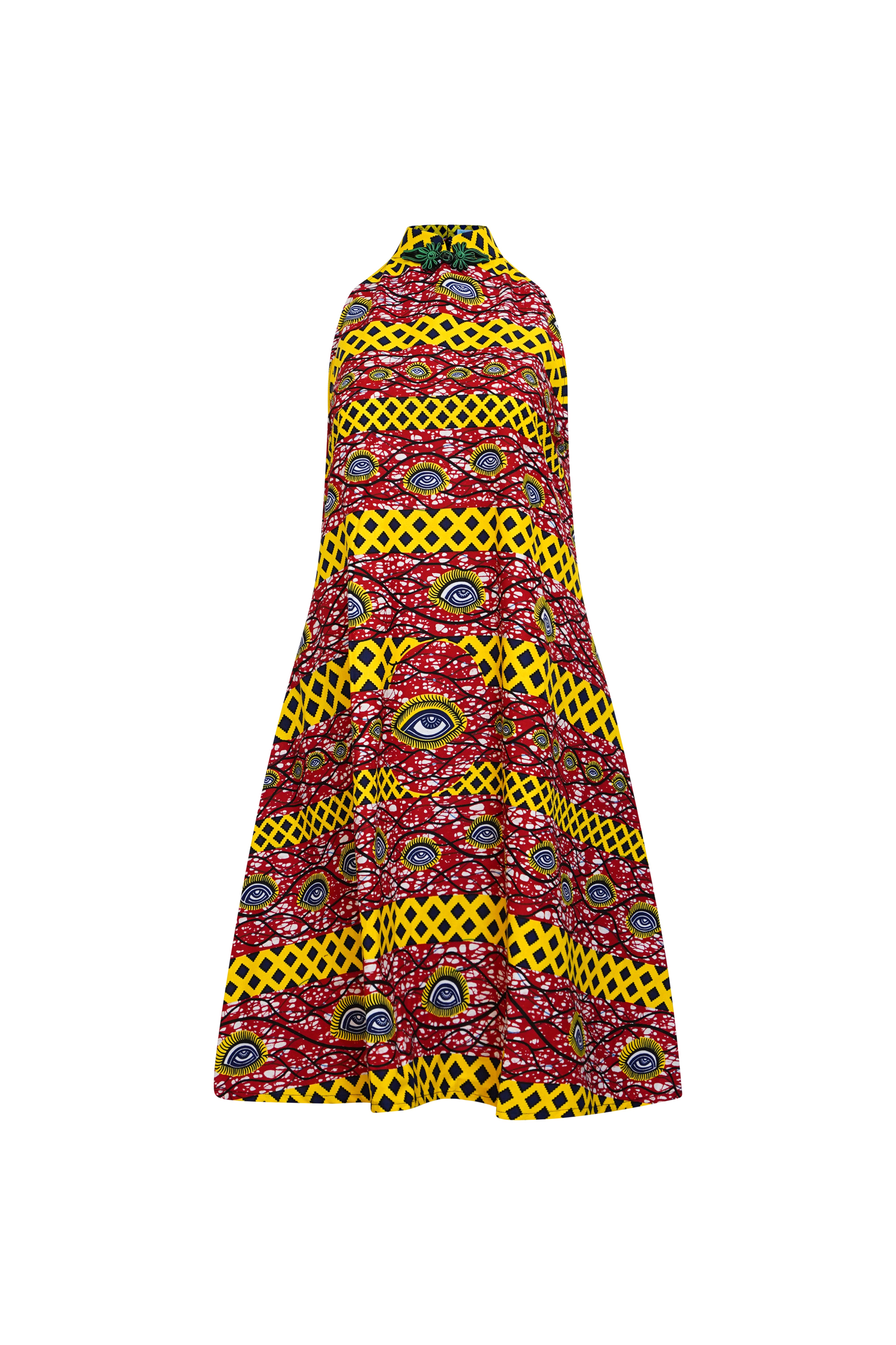 Women’s Yellow / Orange / Red Yejide Cheongsam Dress - Red & Yellow African Ankara Wax Cotton Print Extra Large Oliveankara