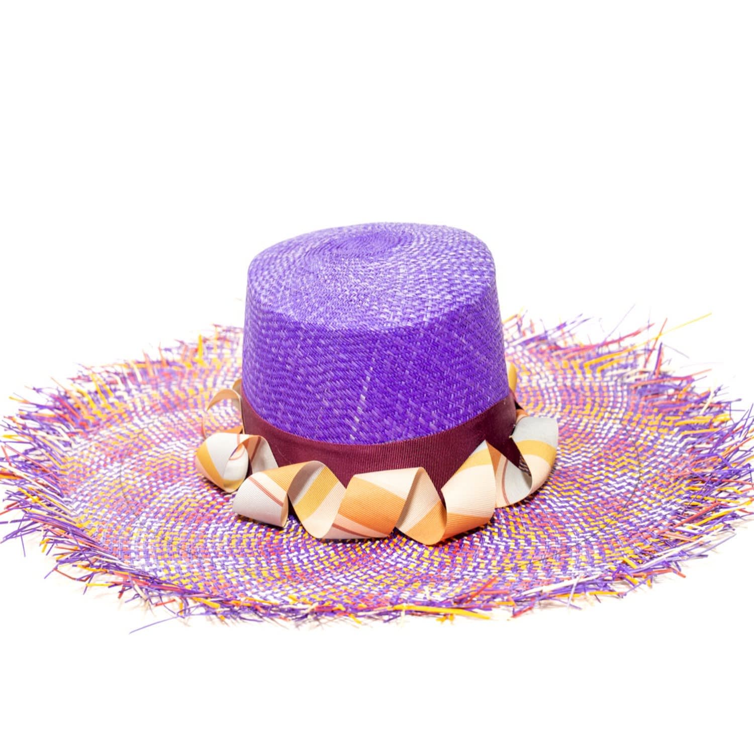 Ortus Women's Gulupa Straw Boater Hat - Purple In Blue