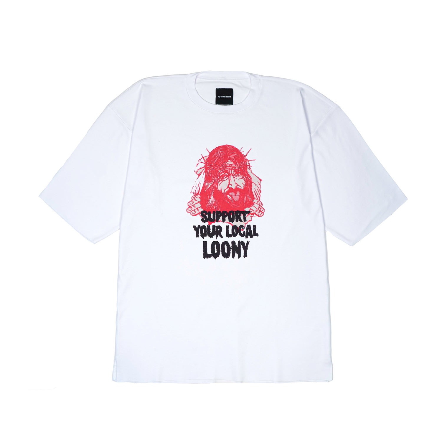 Women’s Pink / Purple / White Oversized T-Shirt In White With Loony Quote Small Mysimplicated