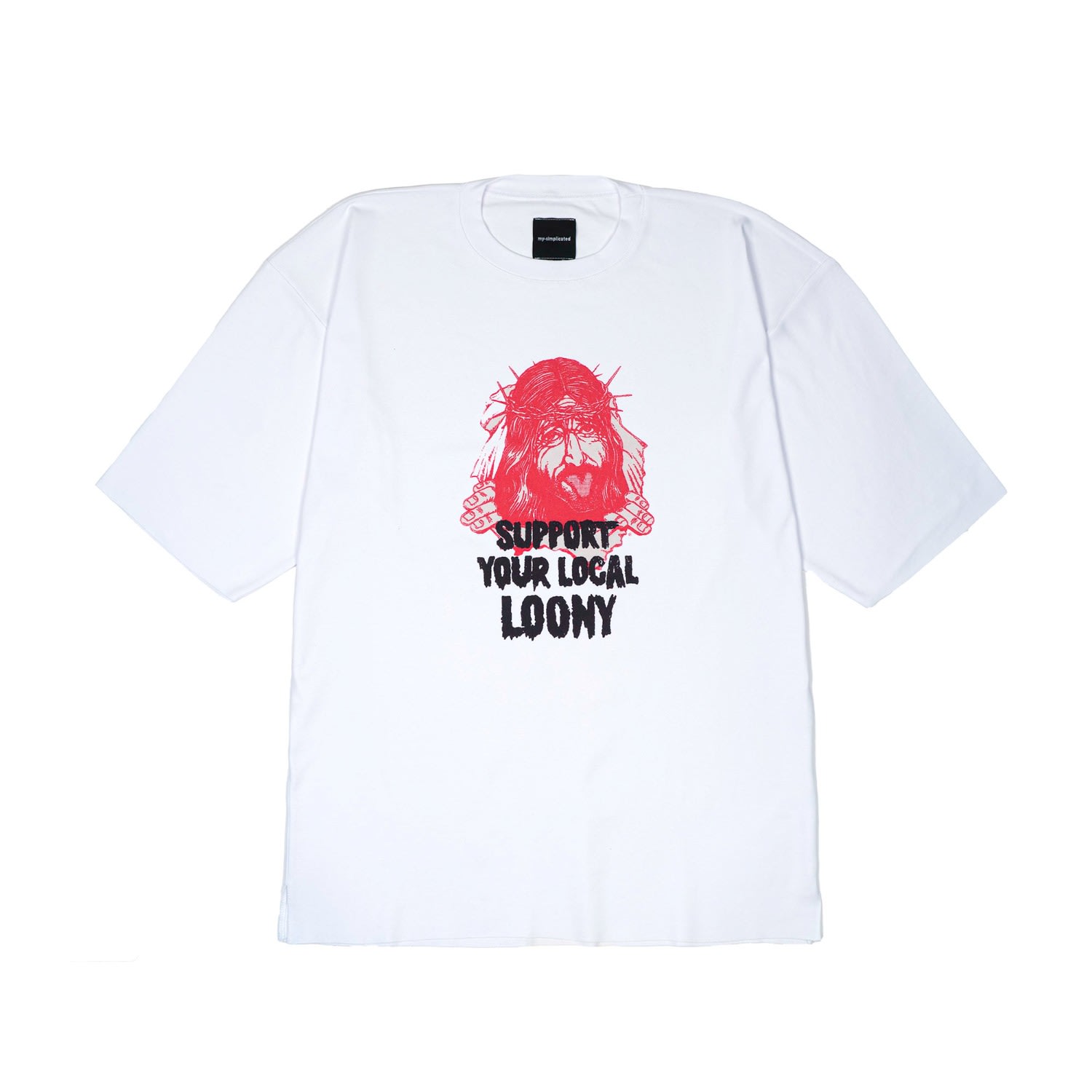 Mysimplicated Women's Pink / Purple / White Oversized T-shirt In White With Loony Design W In Pink/purple/white