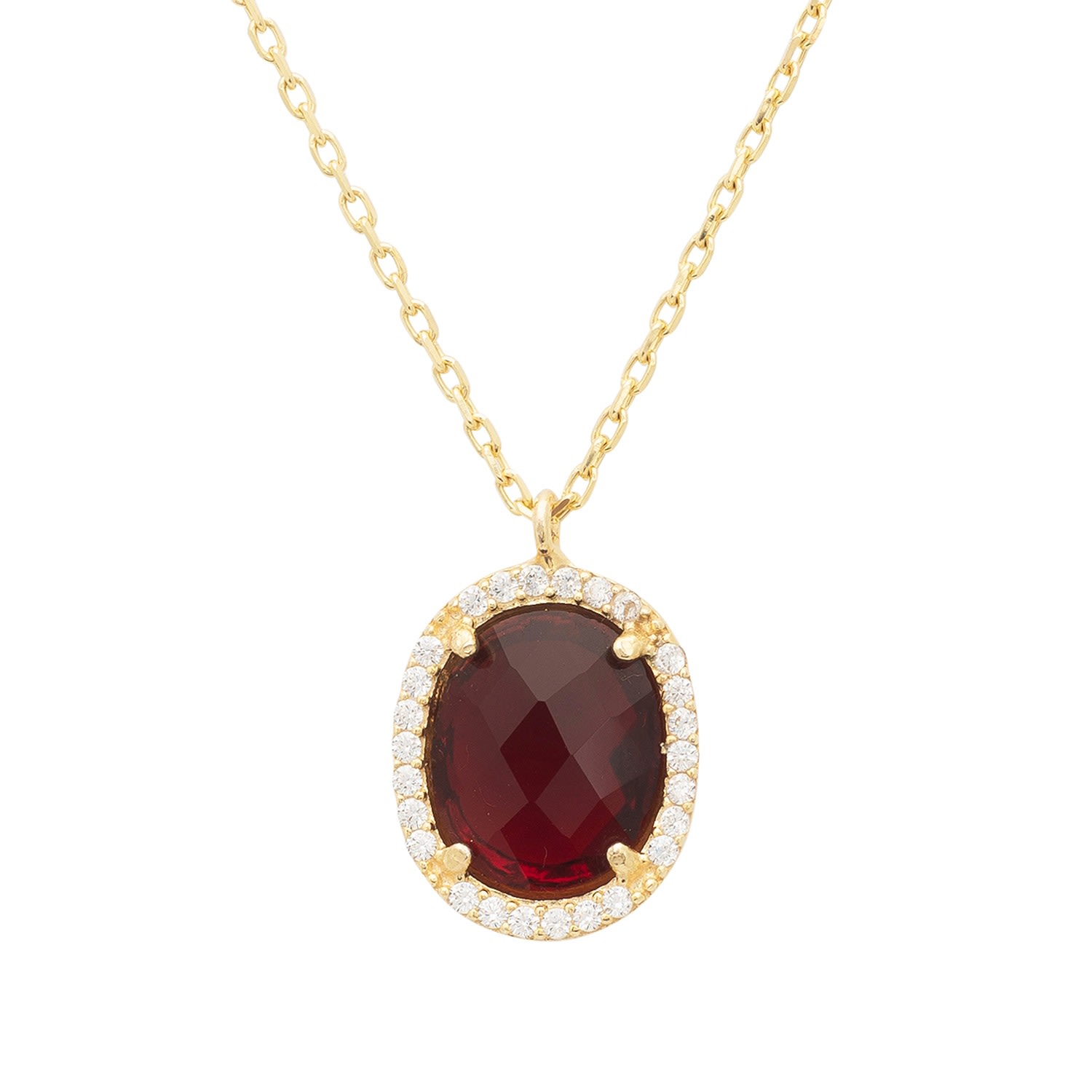 Women’s Red / Gold / Pink Beatrice Oval Gemstone Pendant Necklace Gold Garnet Latelita