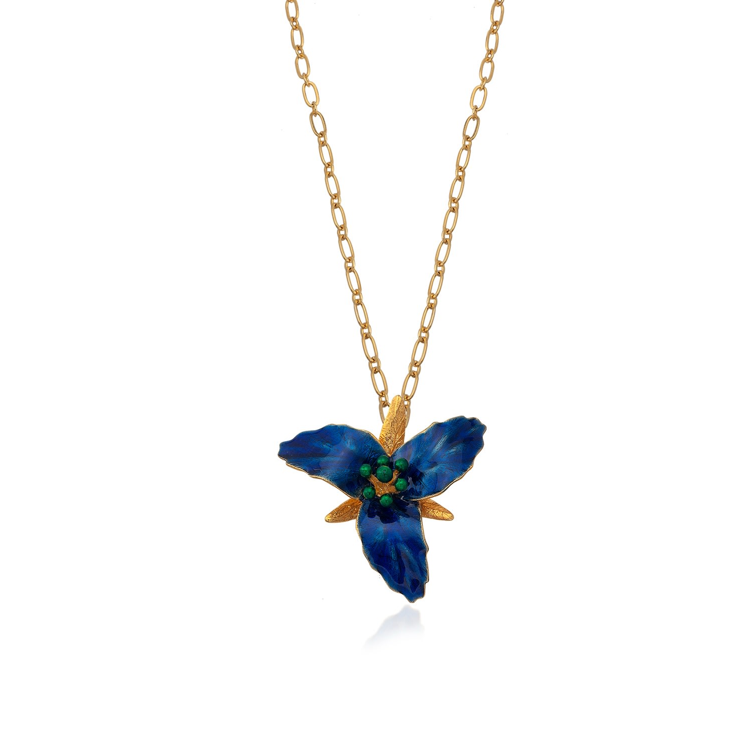 Milou Jewelry Women's Navy Blue Lily Flower Necklace In Blue
