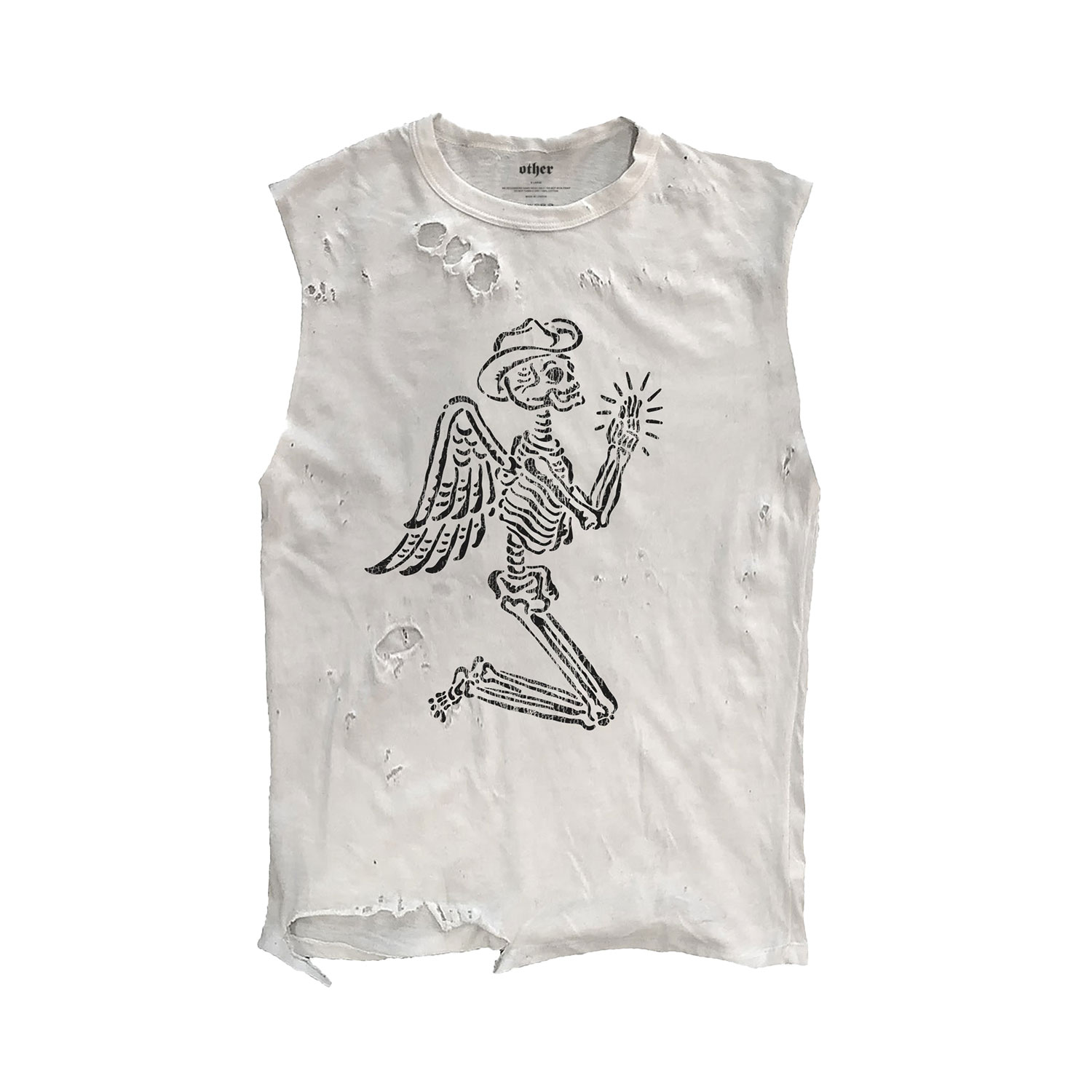 Other Uk Women's Skeleton Cowboy Thrasher Tank In White