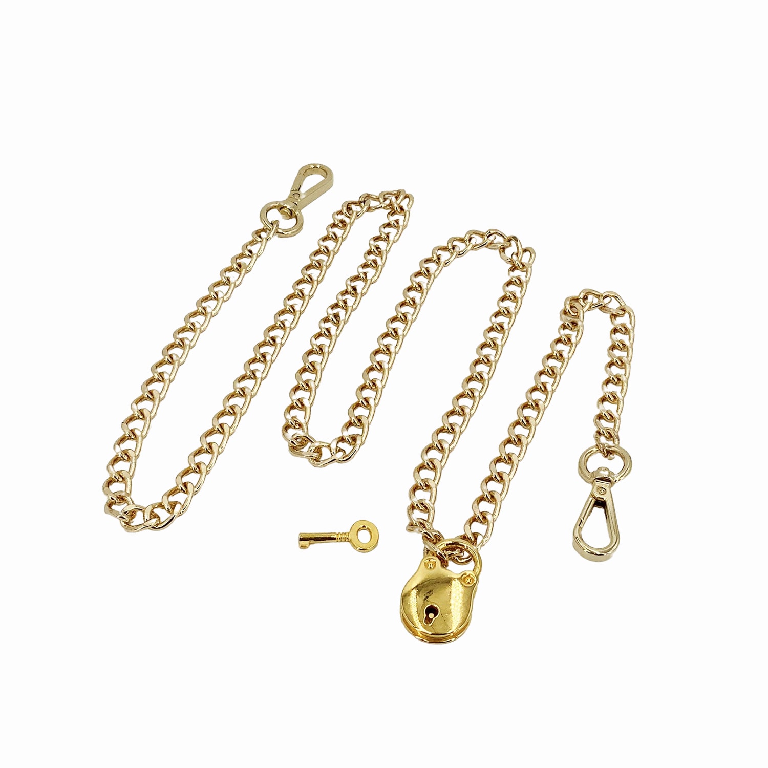 Hilo De Mar Women's Hand-made Gold Chain With Padlock And Key -medium Size In Gold