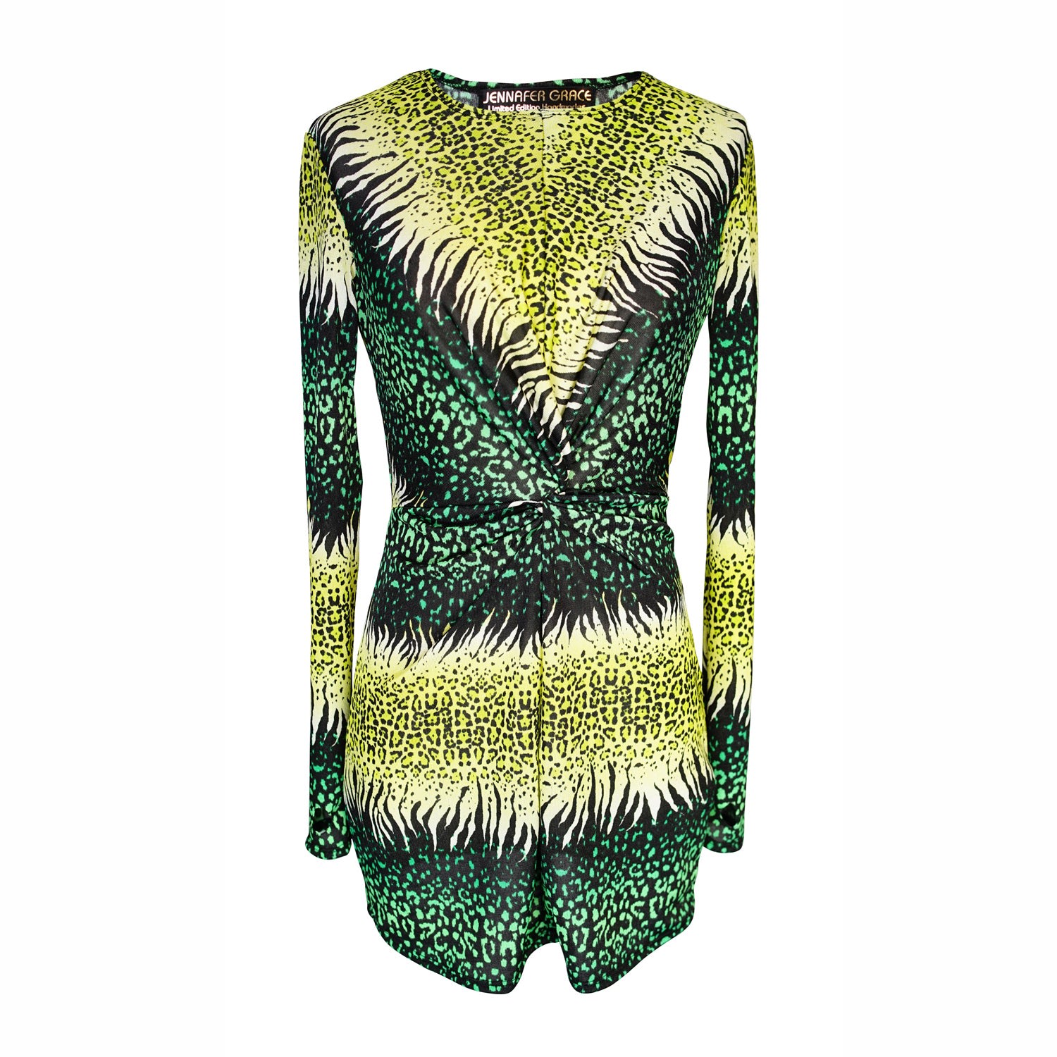 Women’s Green Reptilia Mini Twist Dress Extra Small Jennafer Grace