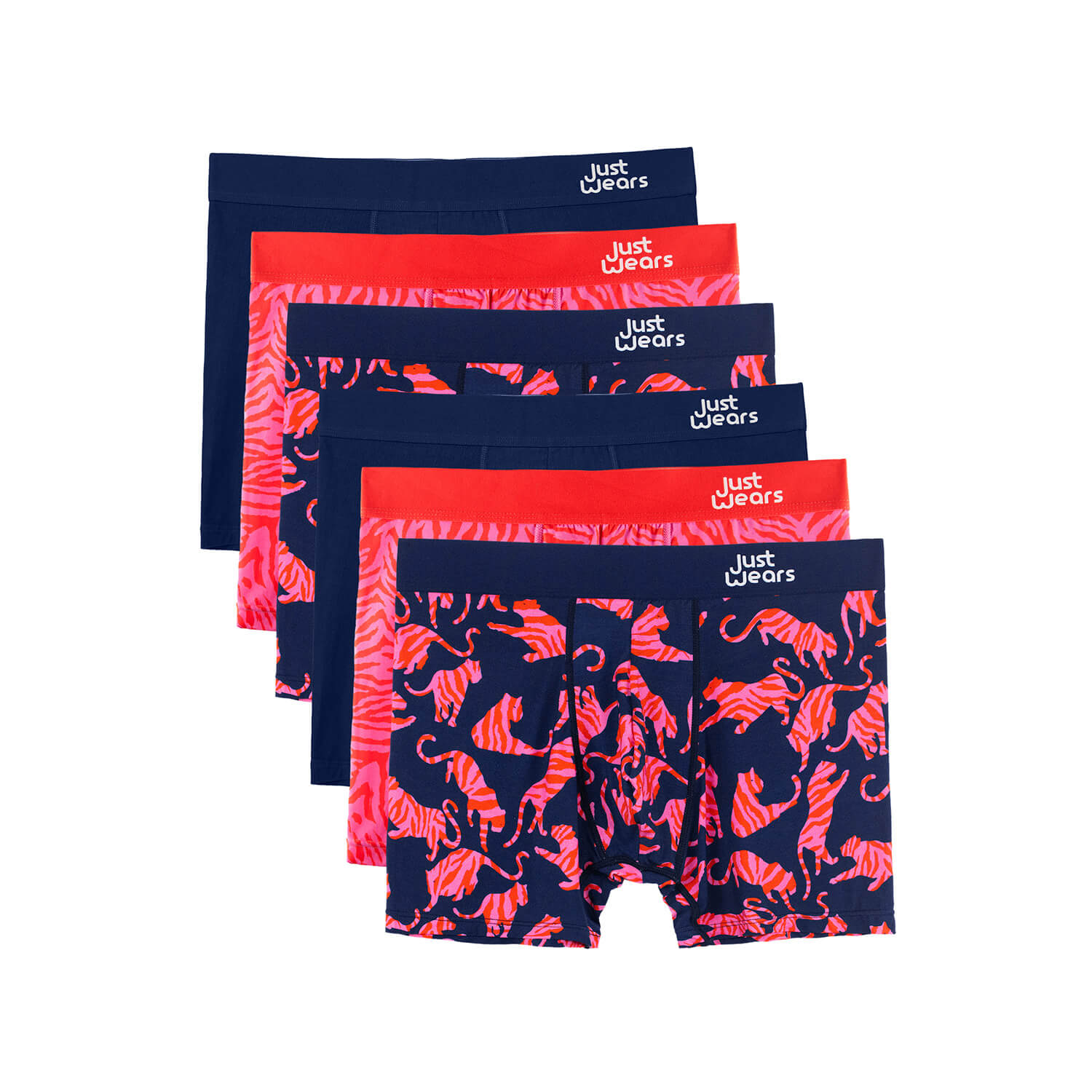 Men’s Super Soft Boxer Briefs With Pouch- Anti-Chafe & No Ride Up Design - Six Pack - Wild About You Small Justwears